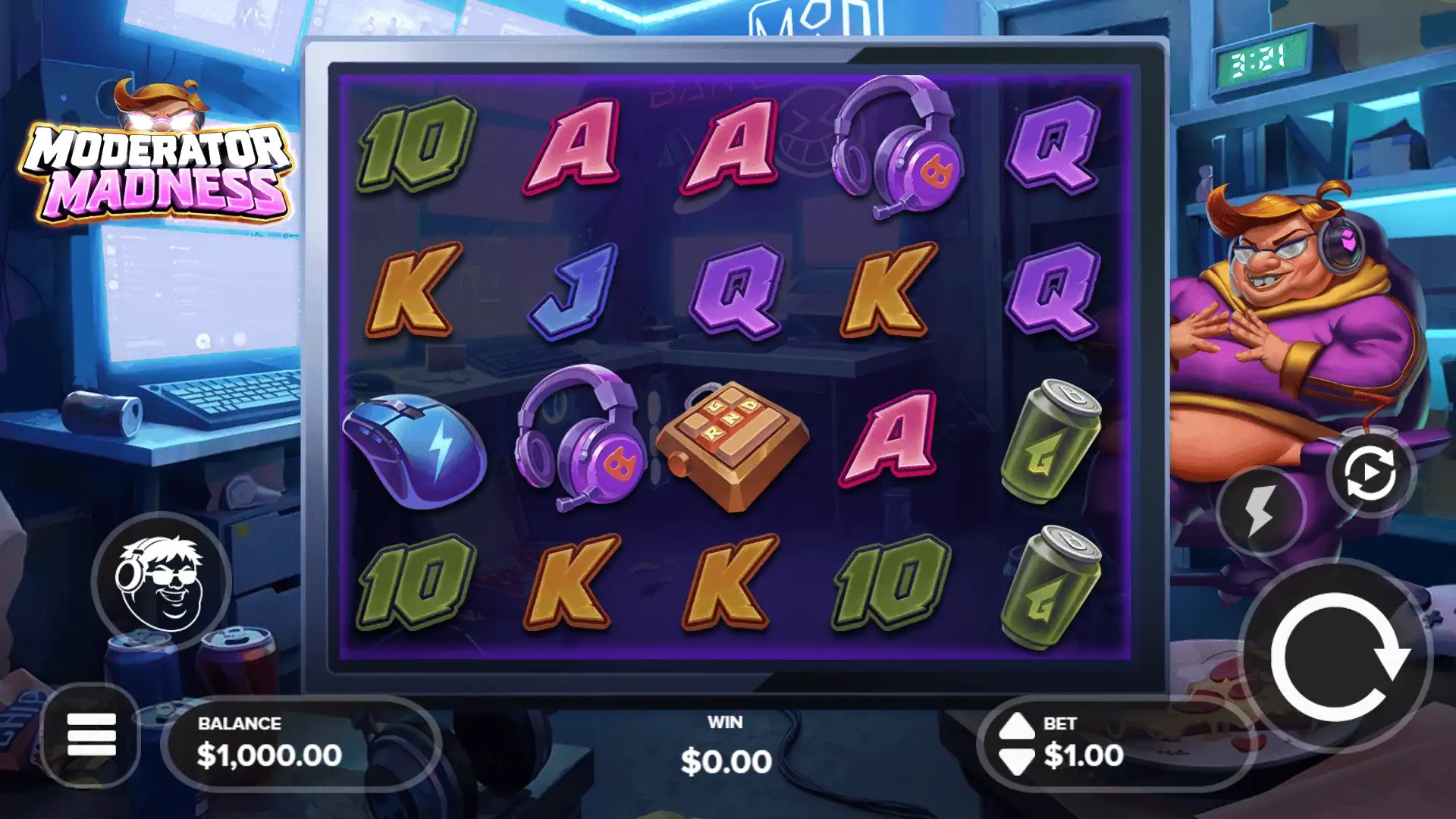 Moderator Madness slot gameplay reels