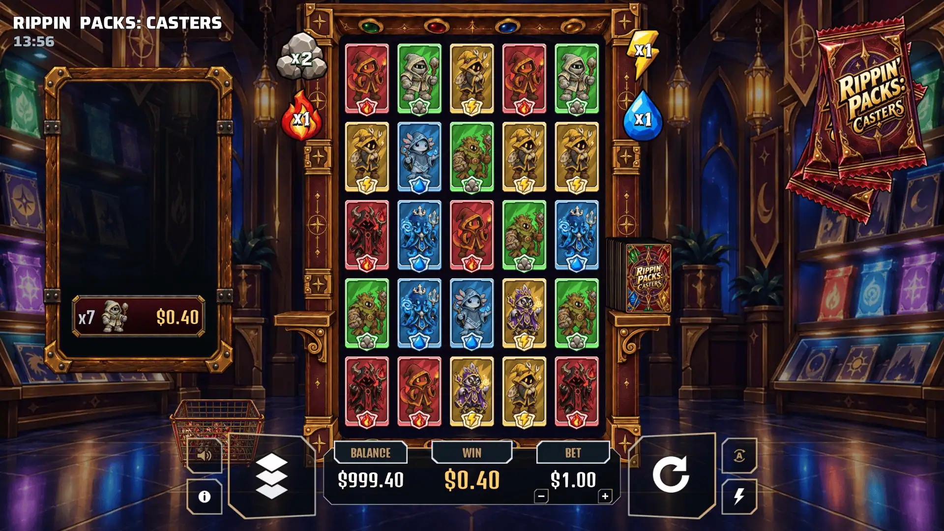 Rippin' Packs: Casters slot gameplay reels