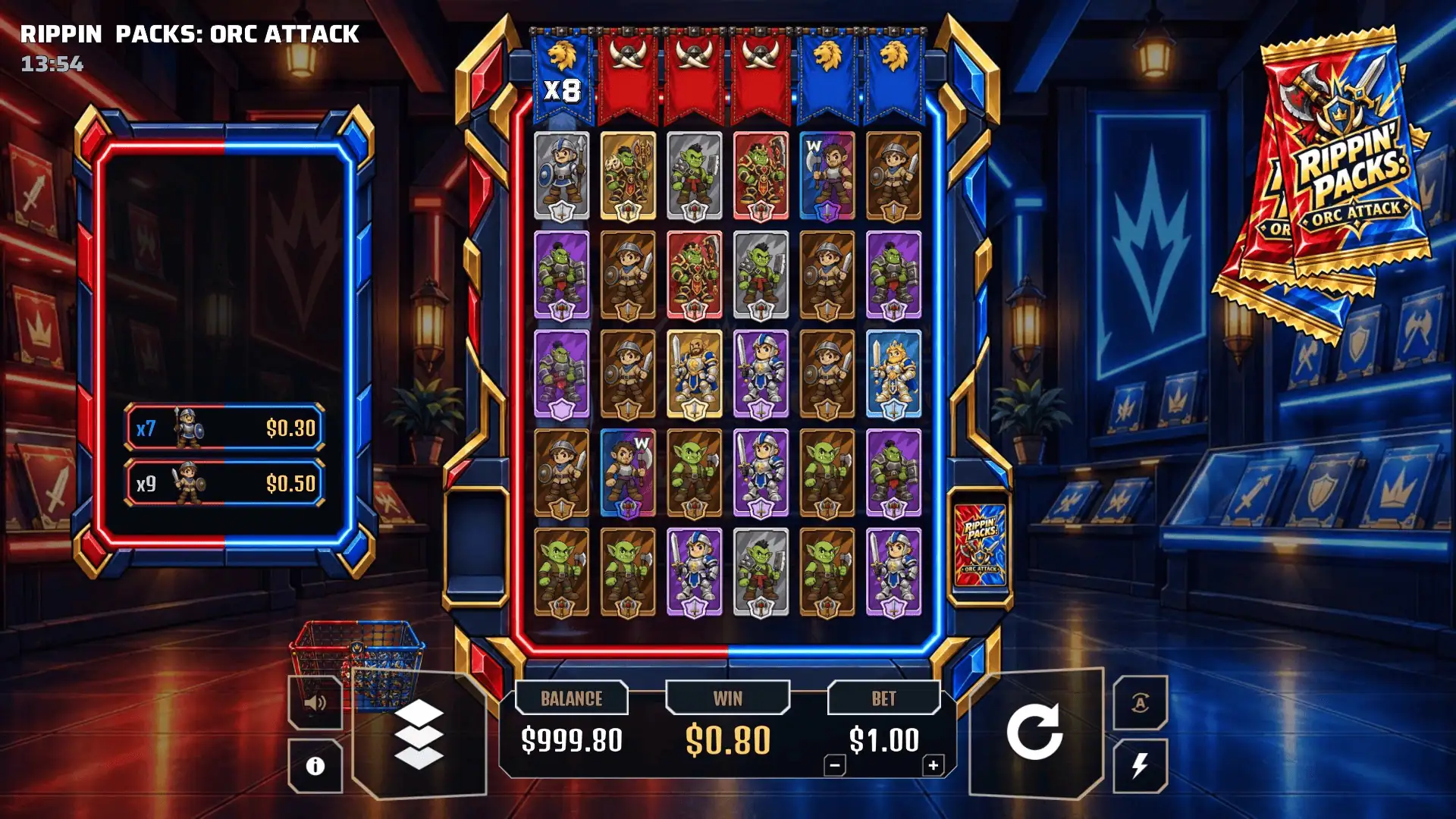 Rippin' Packs: Orc Attack slot gameplay reels