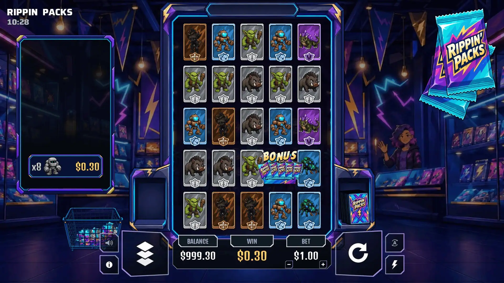 Rippin' Packs slot gameplay reels