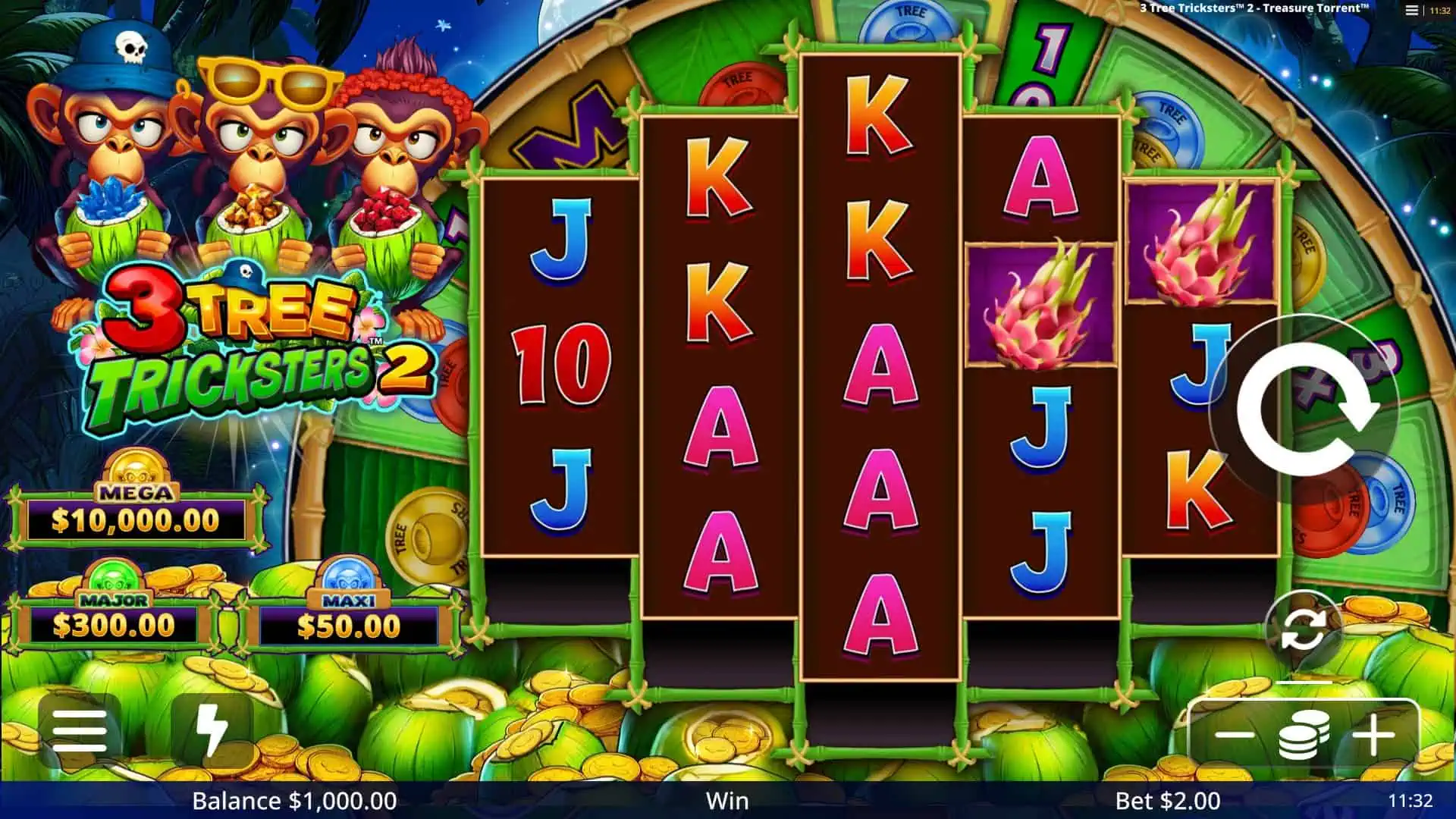 3 Tree Tricksters 2 slot gameplay reels