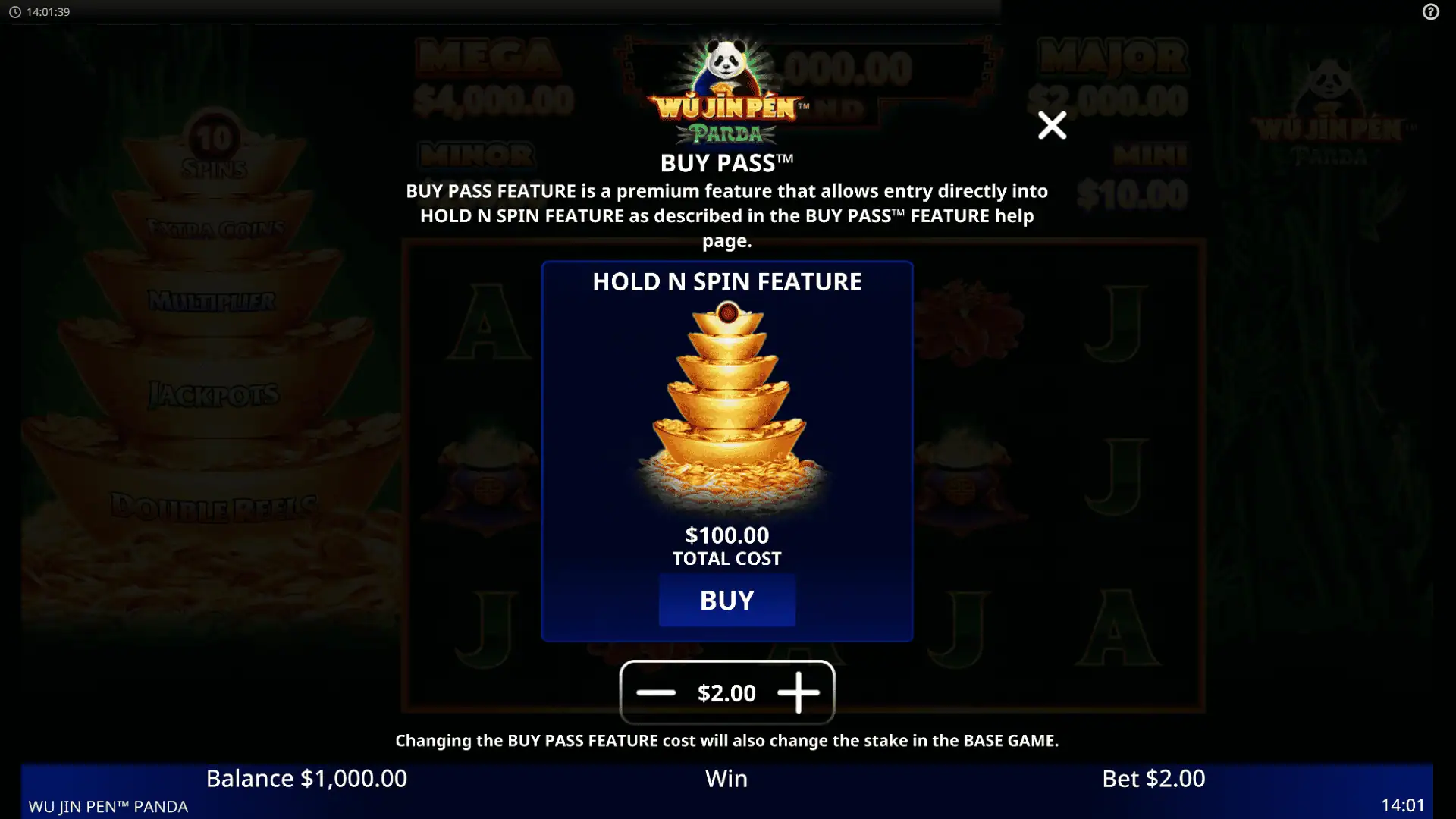 Wu Jin Pen &ndash; Panda bonus buy menu