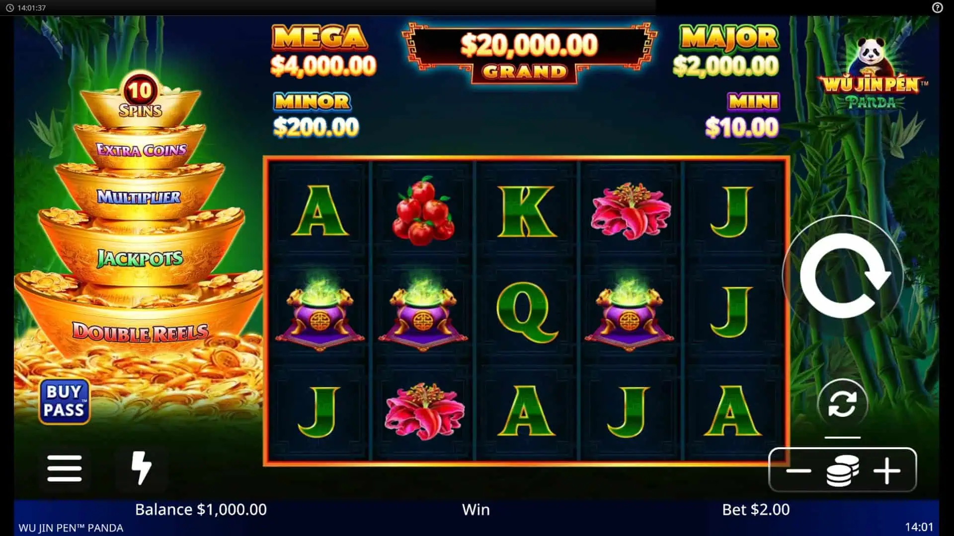 Wu Jin Pen &ndash; Panda slot gameplay reels