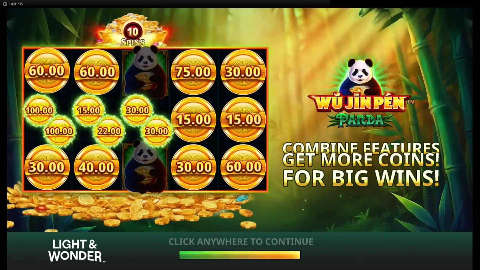 Wu Jin Pen &ndash; Panda slot intro screen