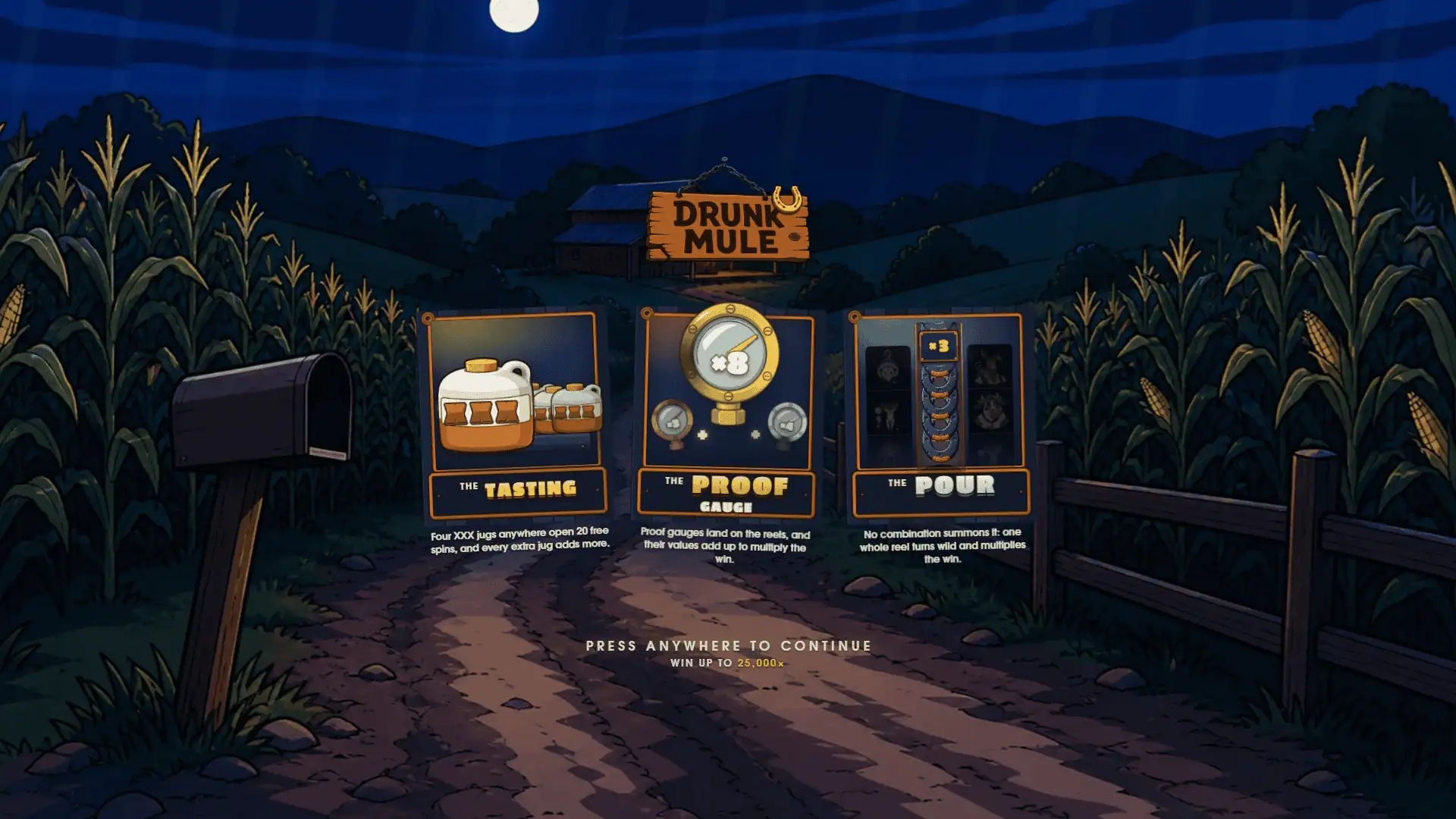 Drunk Mule slot intro screen