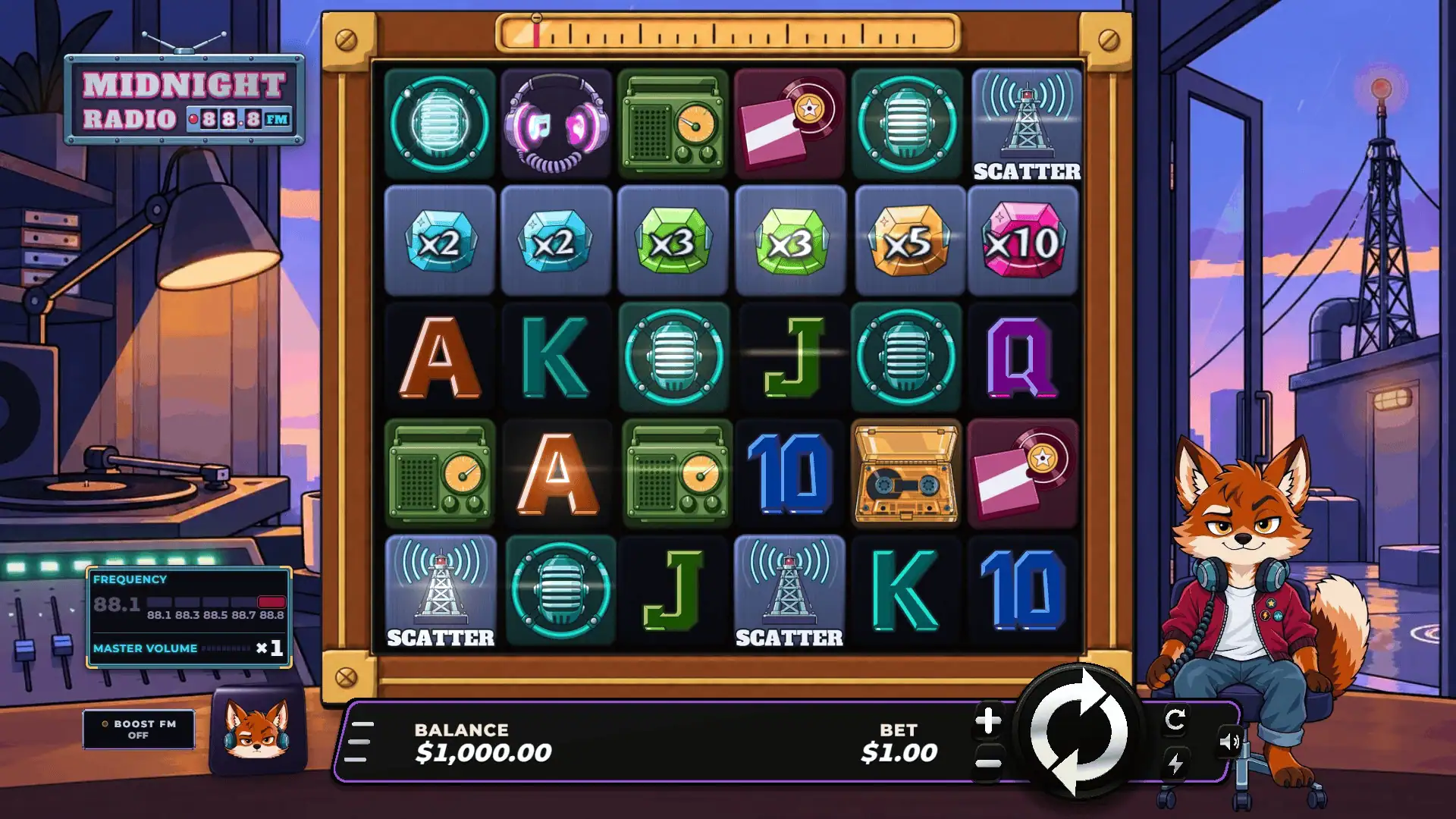 Midnight Radio slot gameplay reels