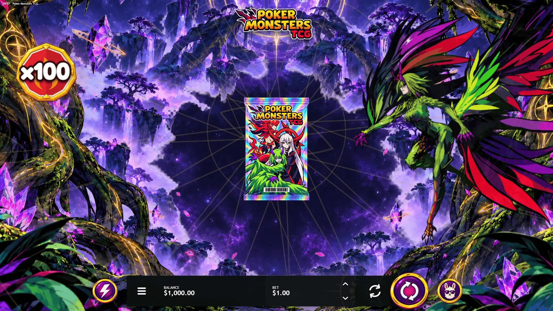 Poker Monsters TCG slot gameplay reels