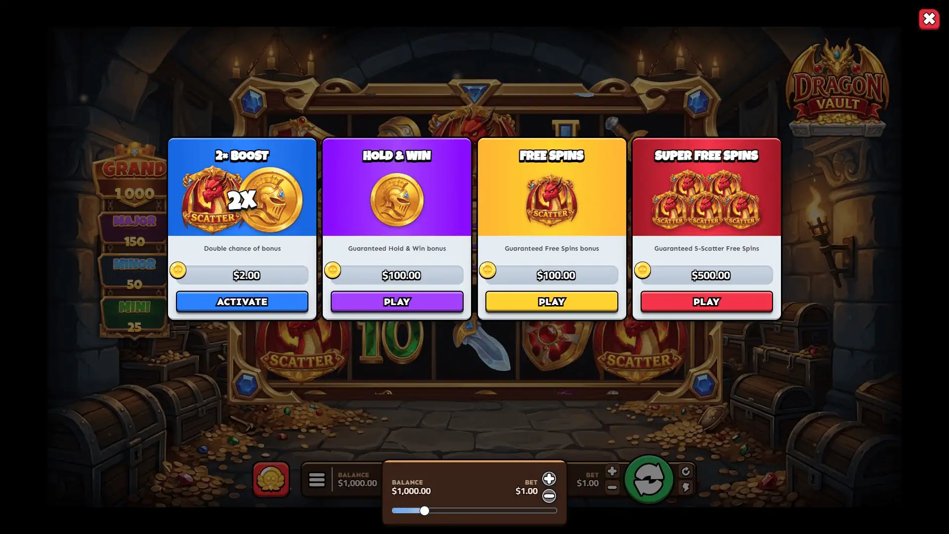 Dragon Vault bonus buy menu