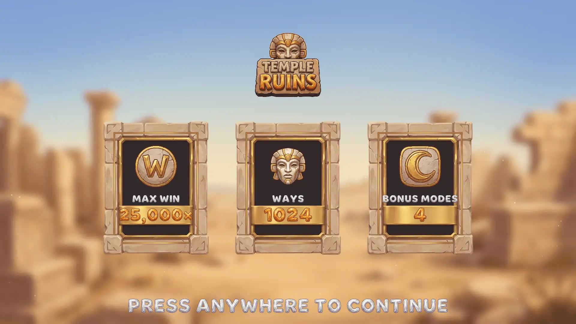 Temple Ruins slot intro screen