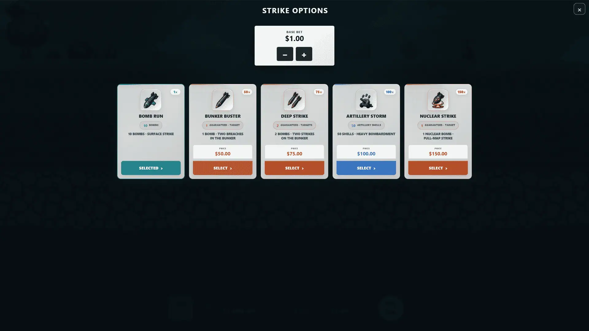Deep Strike bonus buy menu