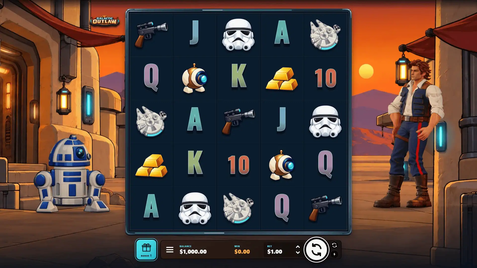 Galactic Outlaw slot gameplay reels