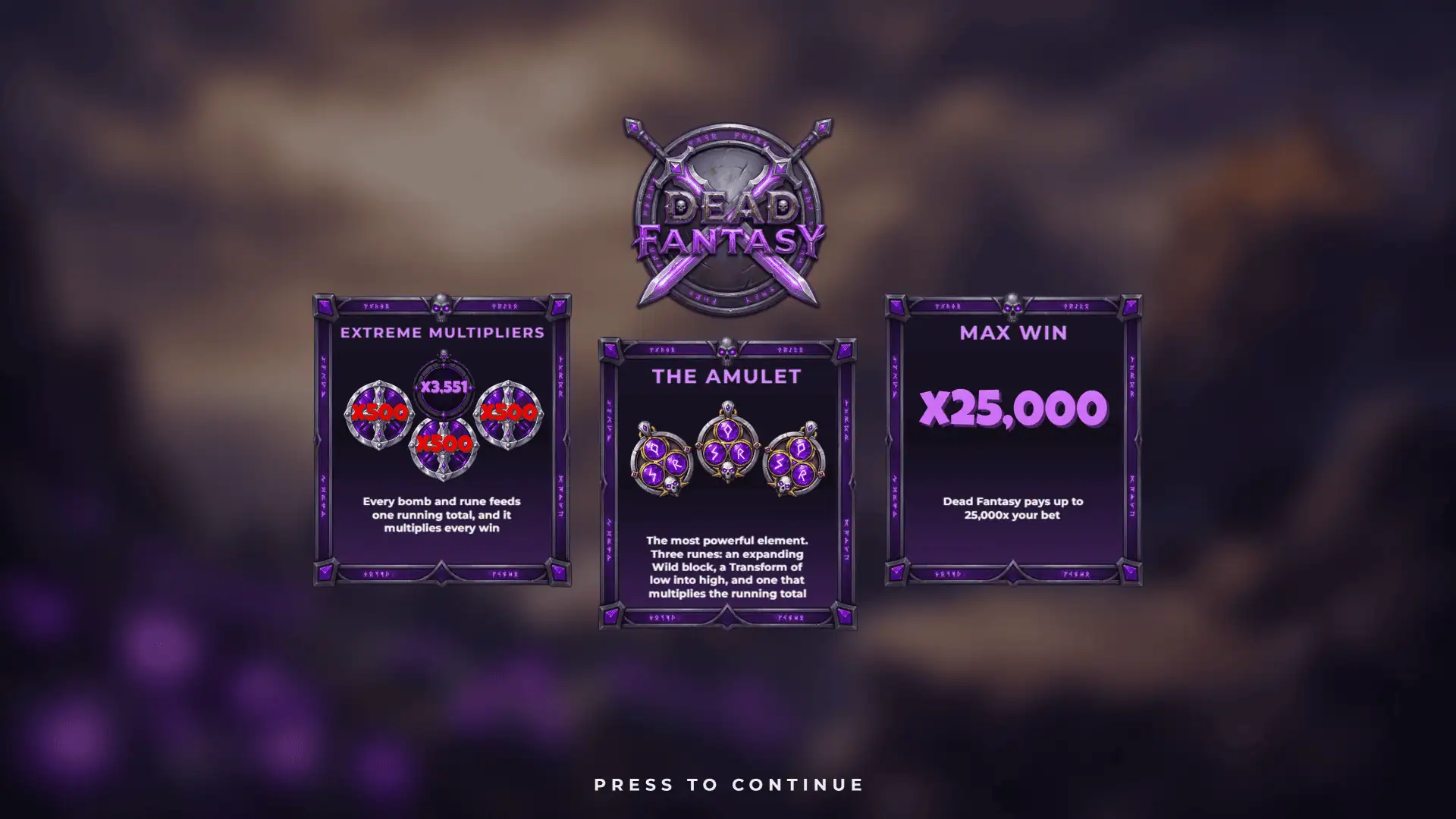 Dead Fantasy slot intro screen
