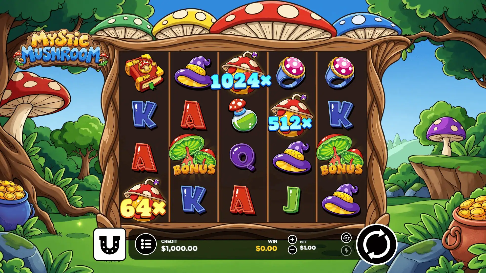 Mystic Mushroom slot gameplay reels