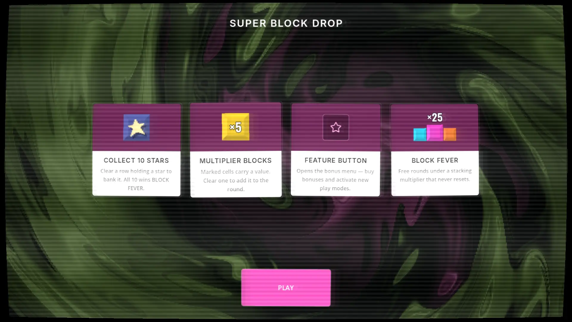 Super Block Drop slot intro screen