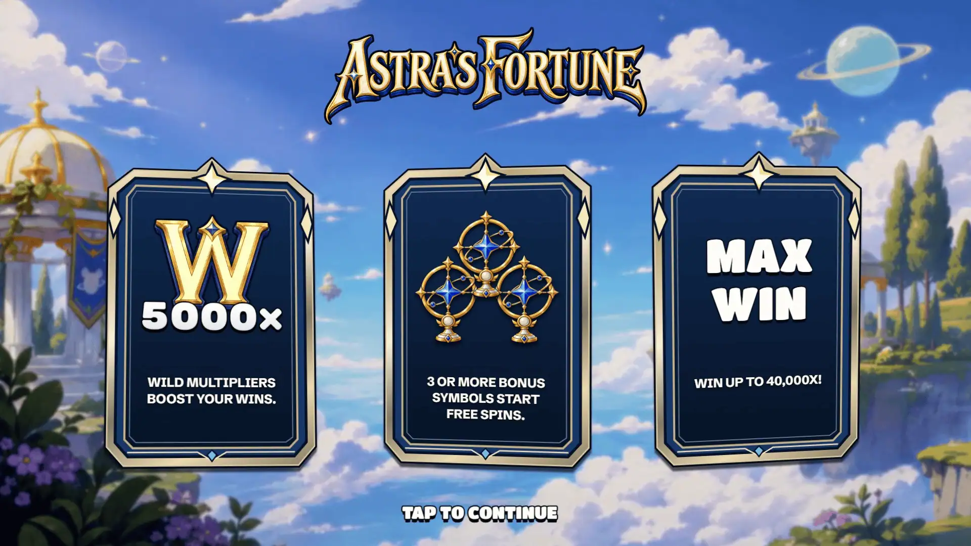 Astras Fortune slot intro screen
