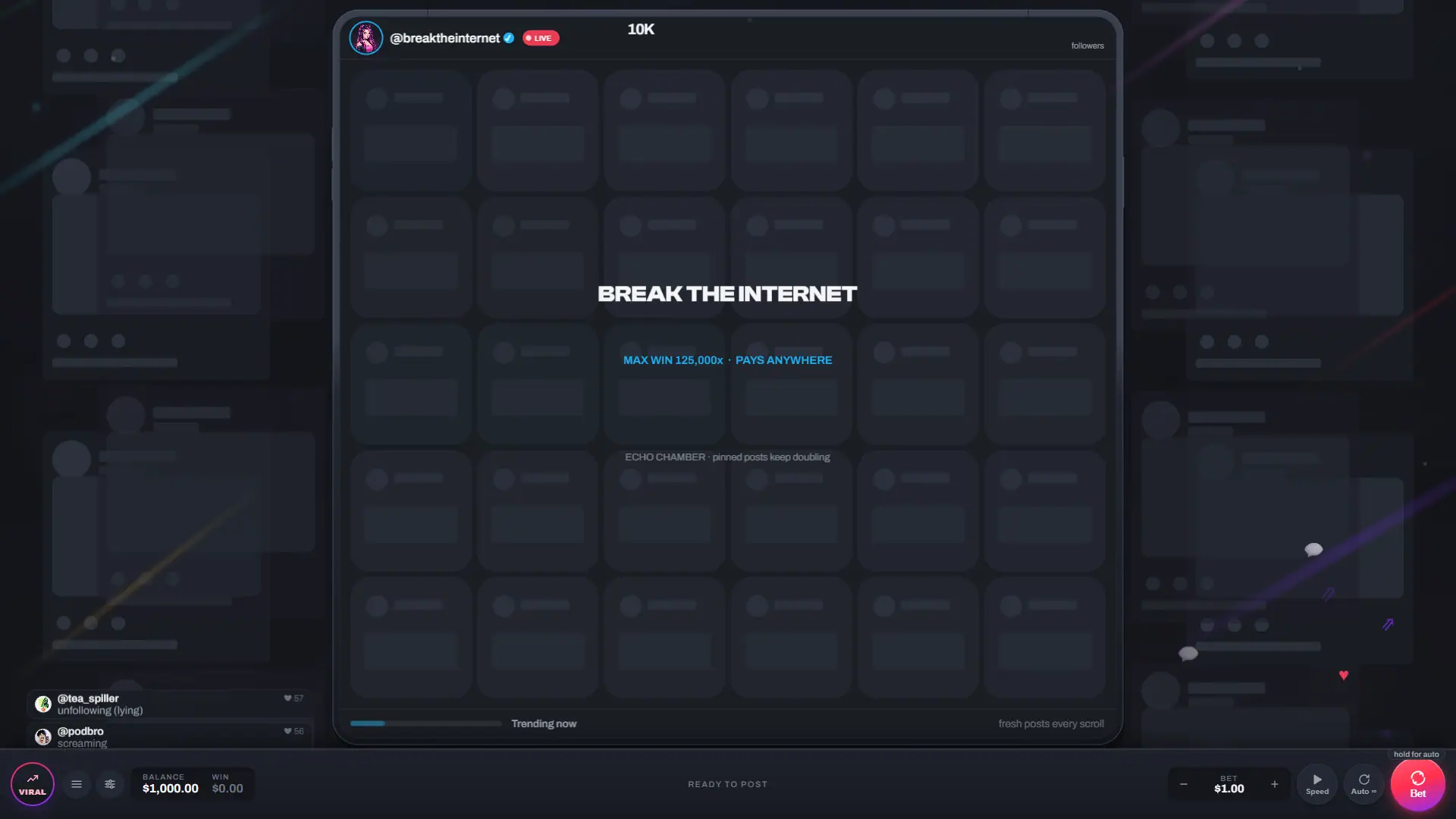 Break the Internet slot gameplay reels