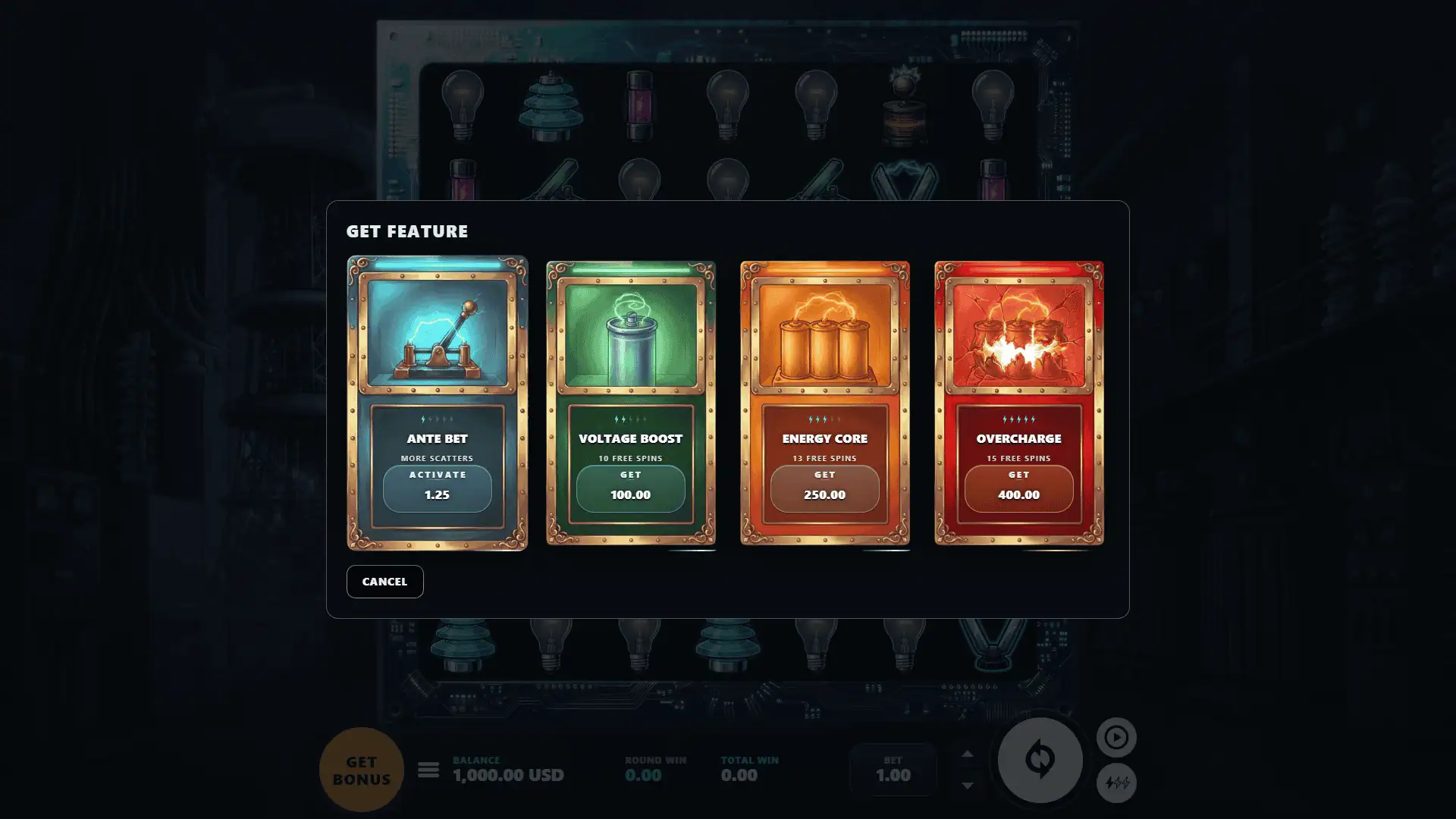 Overvolt bonus buy menu