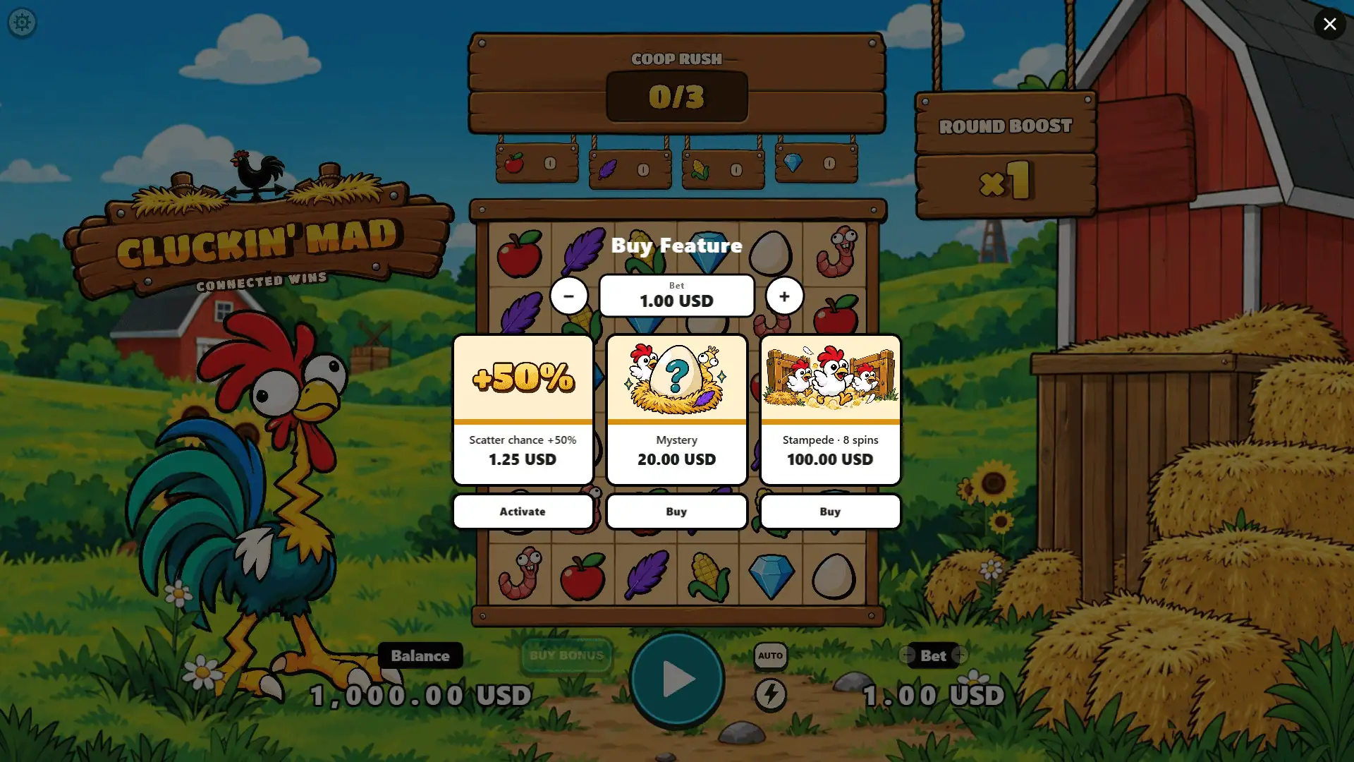Cluckin Mad bonus buy menu