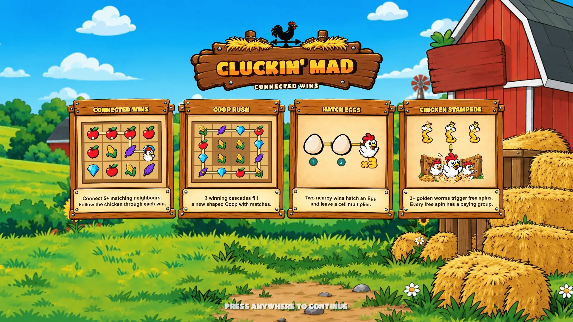 Cluckin Mad slot intro screen
