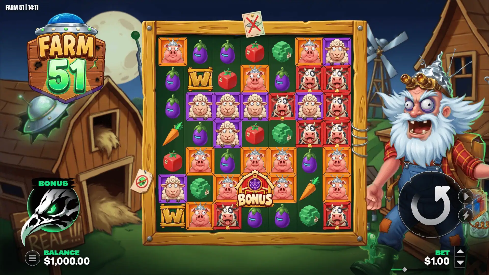 Farm 51 slot gameplay reels