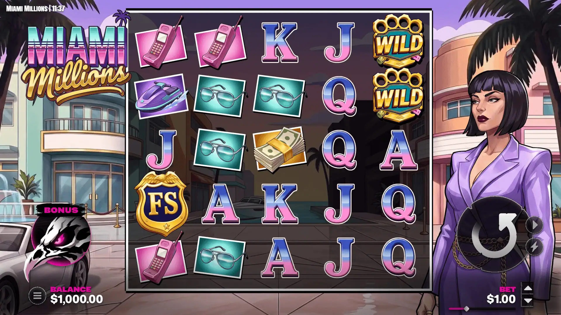 Miami Millions slot gameplay reels