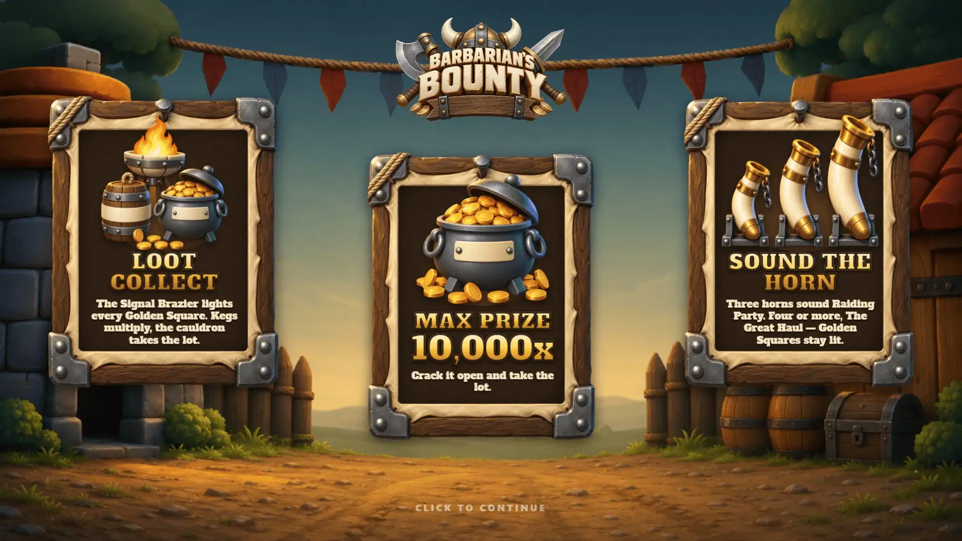 Barbarians Bounty slot intro screen