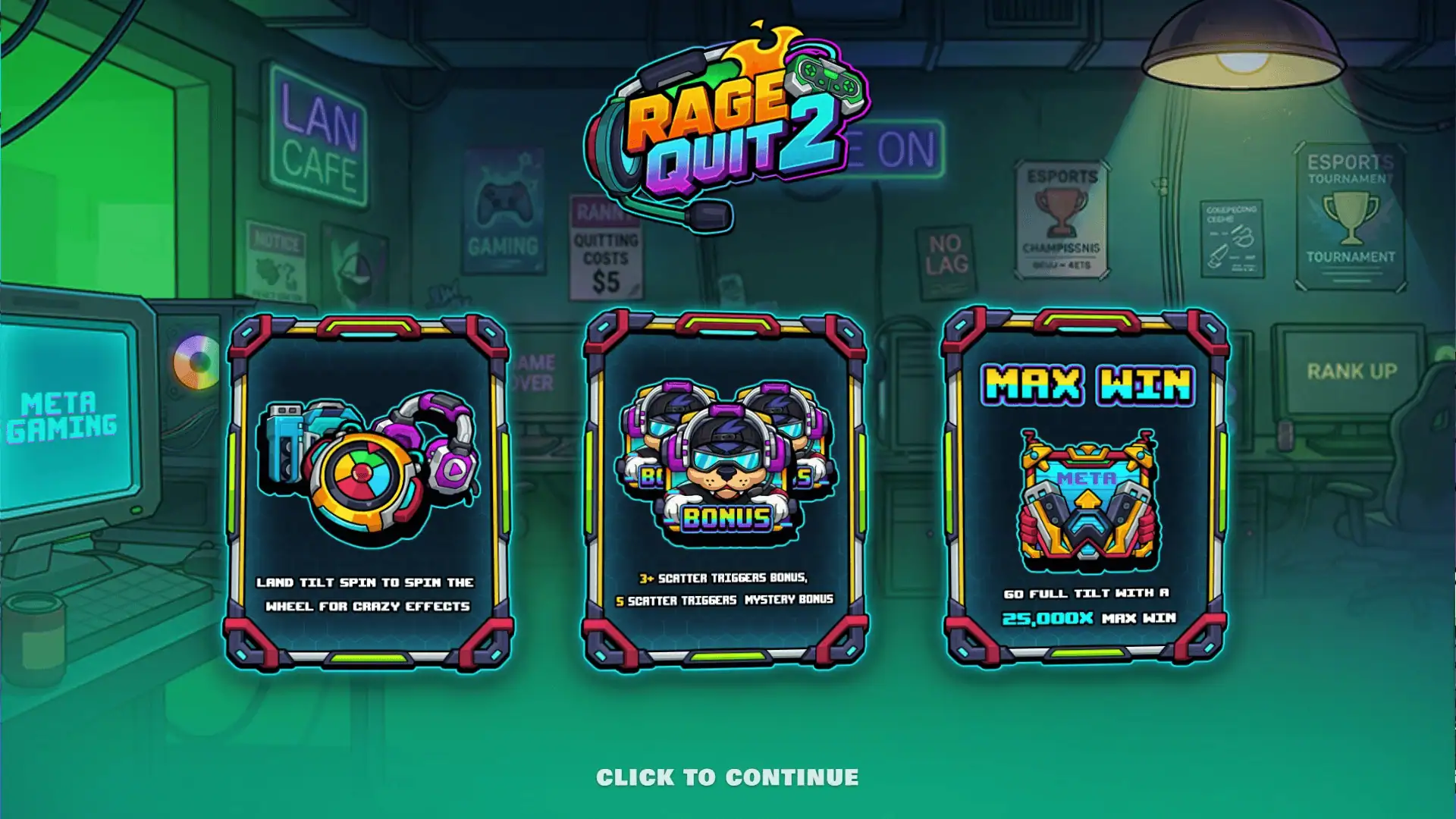 Rage Quit 2 slot intro screen
