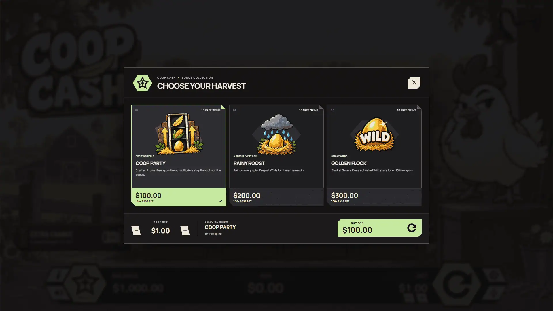 Coop Cash bonus buy menu