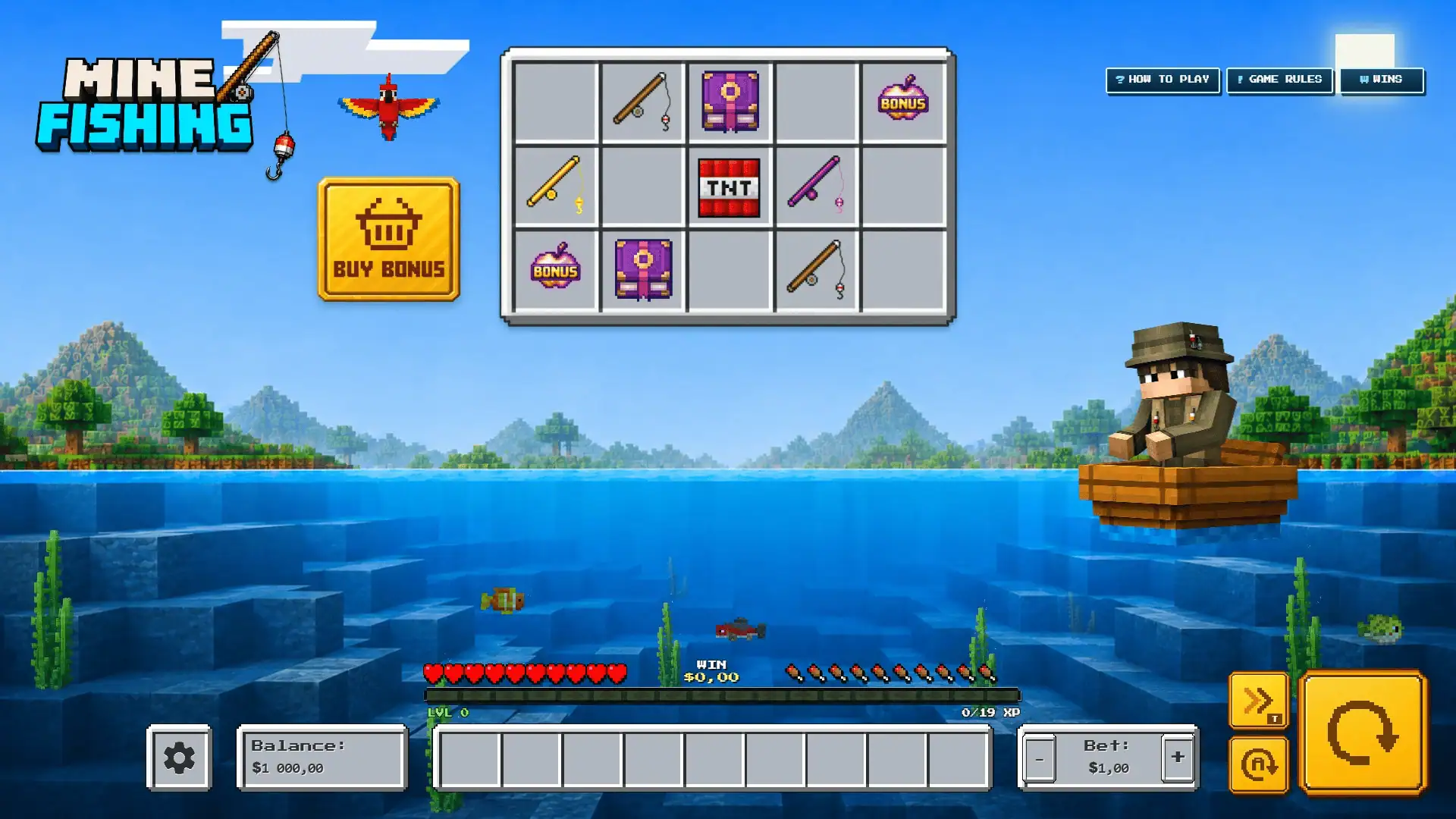 MineFishing slot gameplay reels