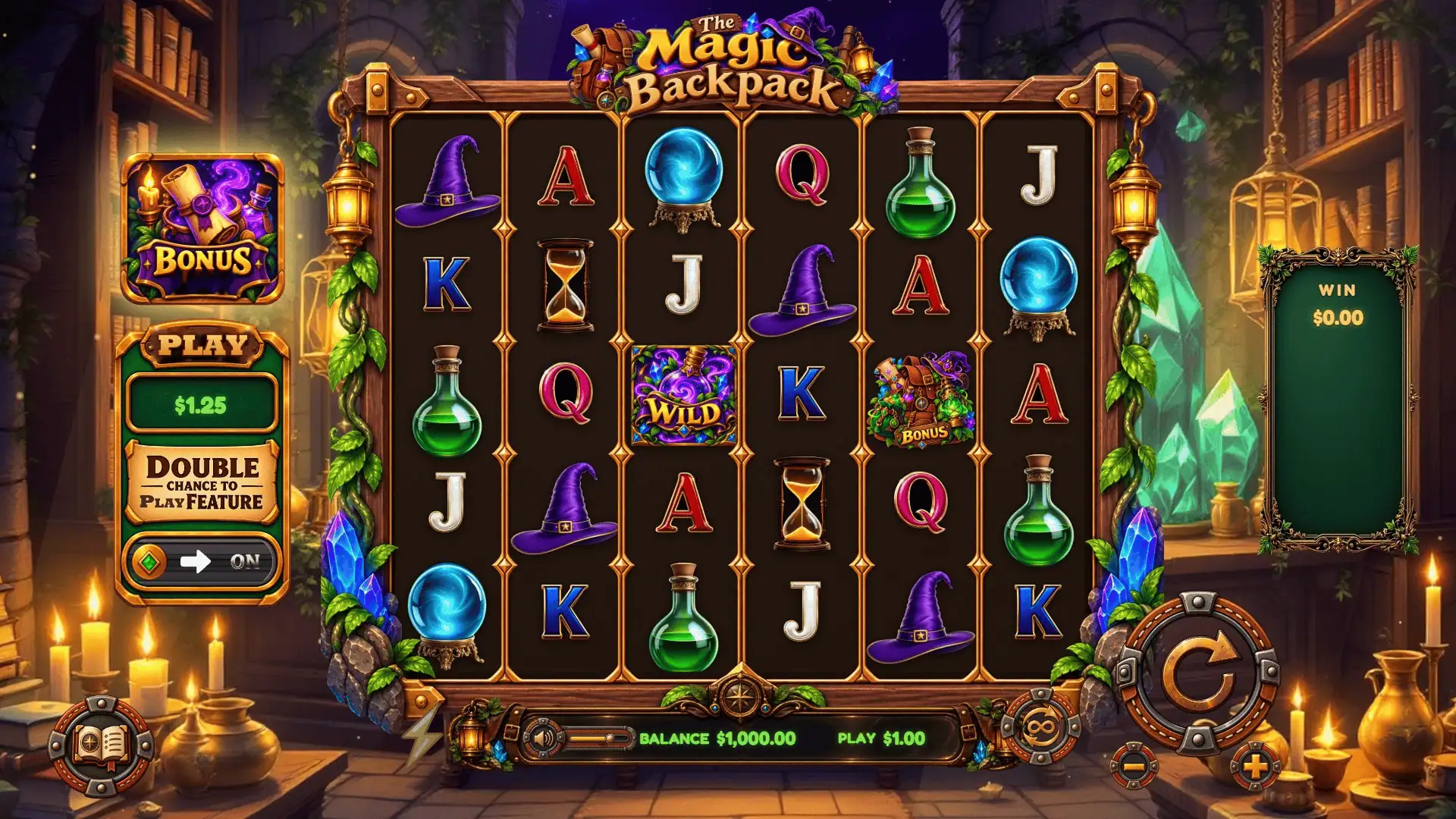 Magic Backpack slot gameplay reels