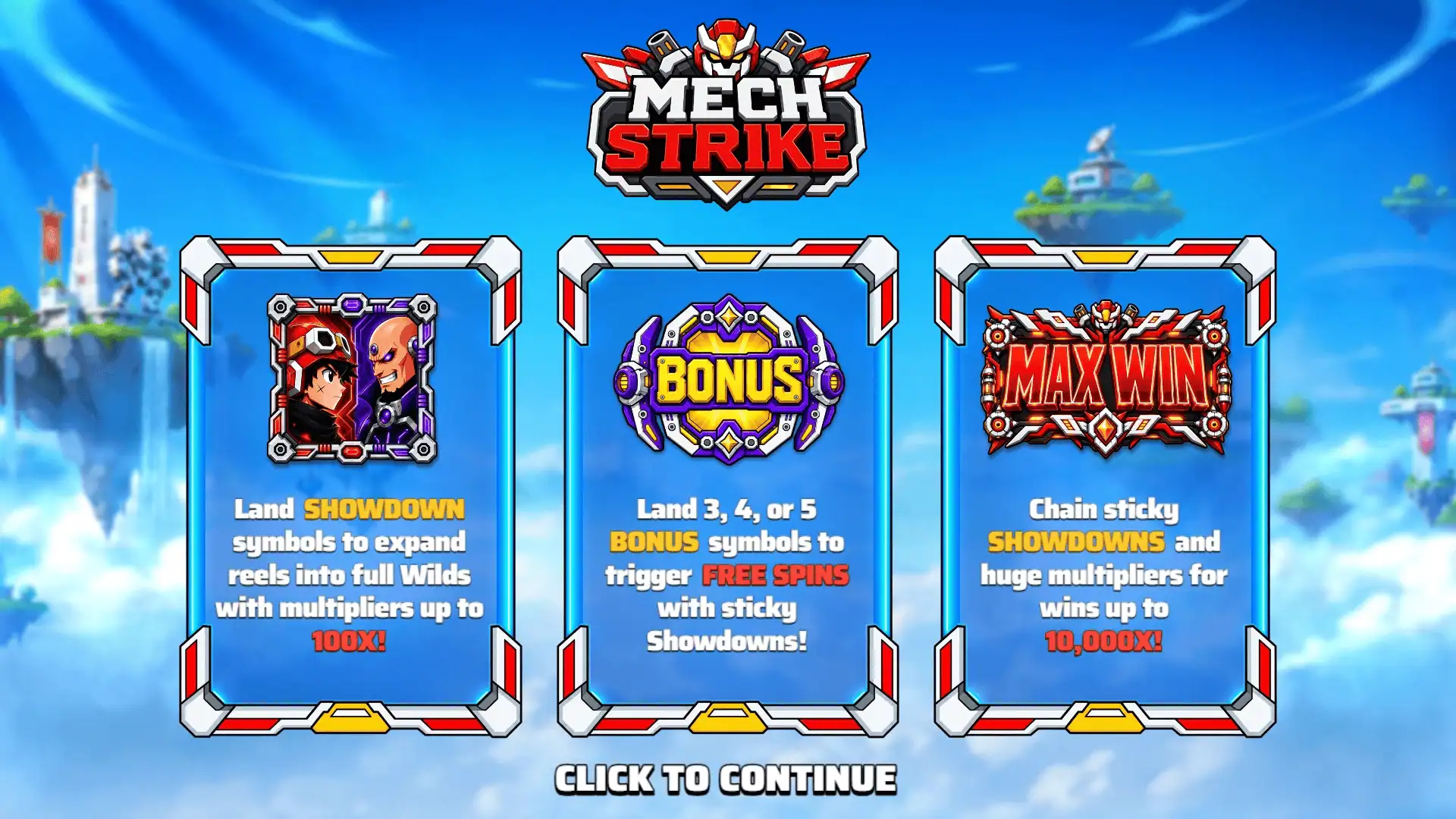 Mech Strike slot intro screen