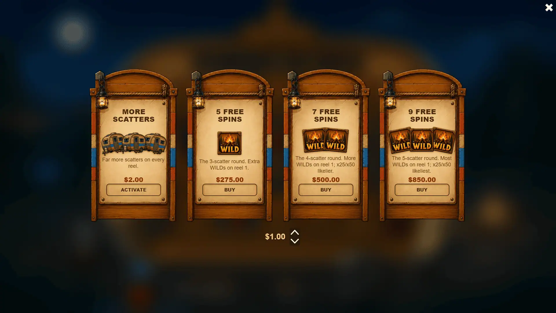 Moonfire bonus buy menu