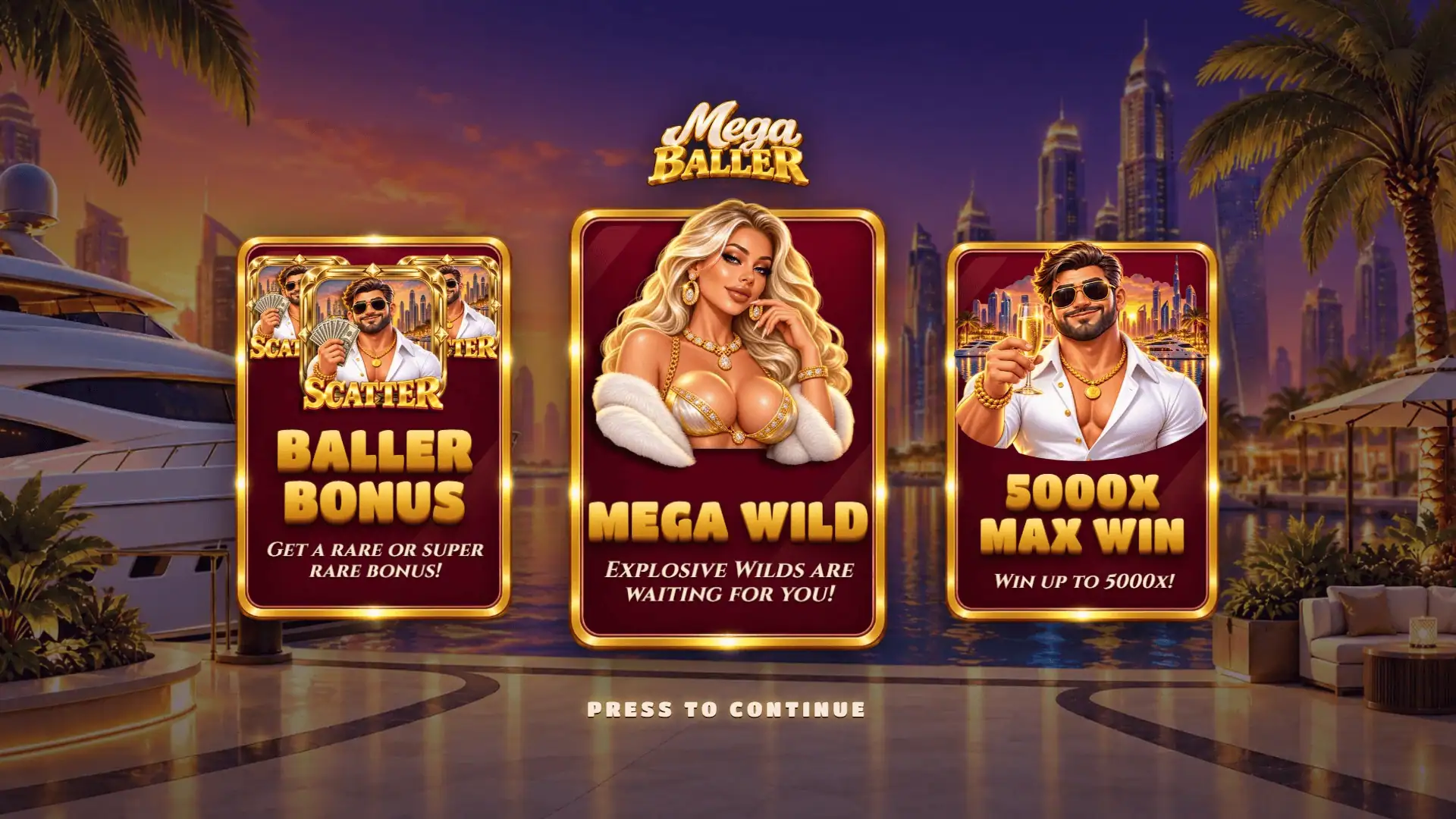 Mega Baller slot intro screen
