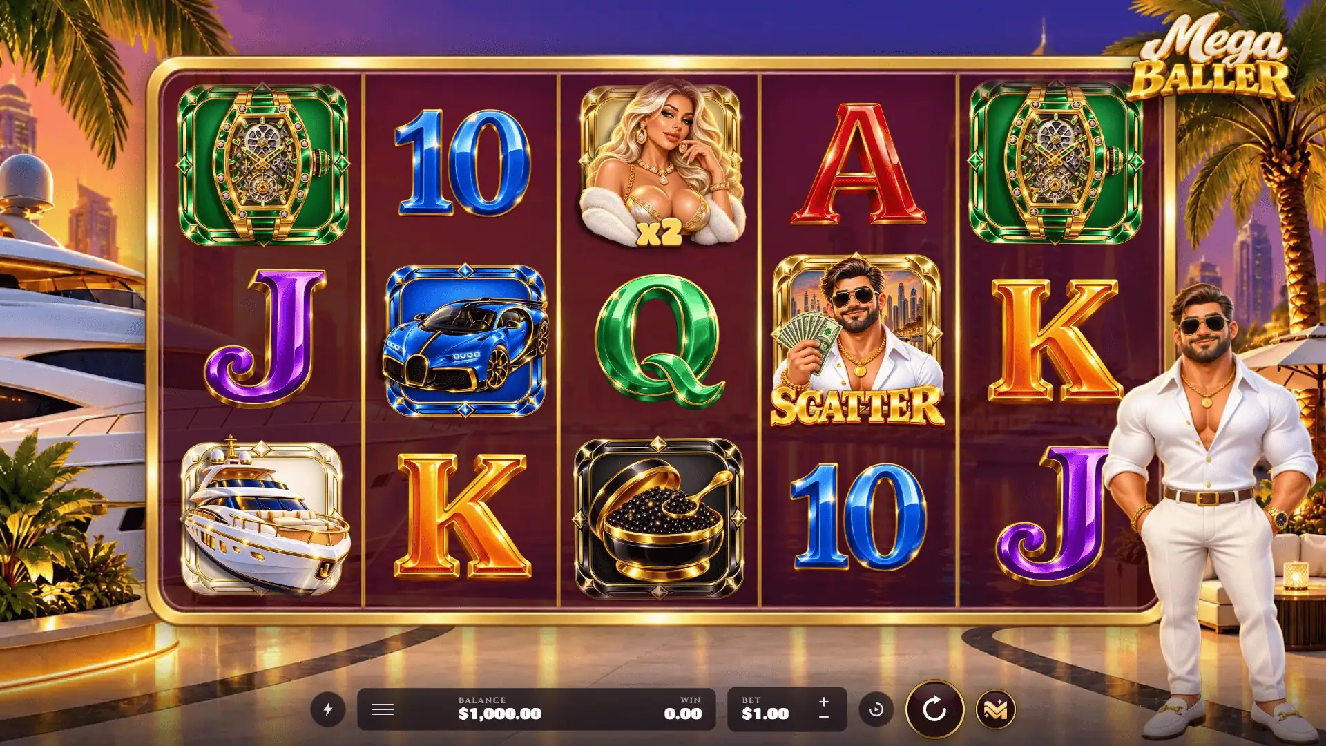 Mega Baller slot gameplay reels