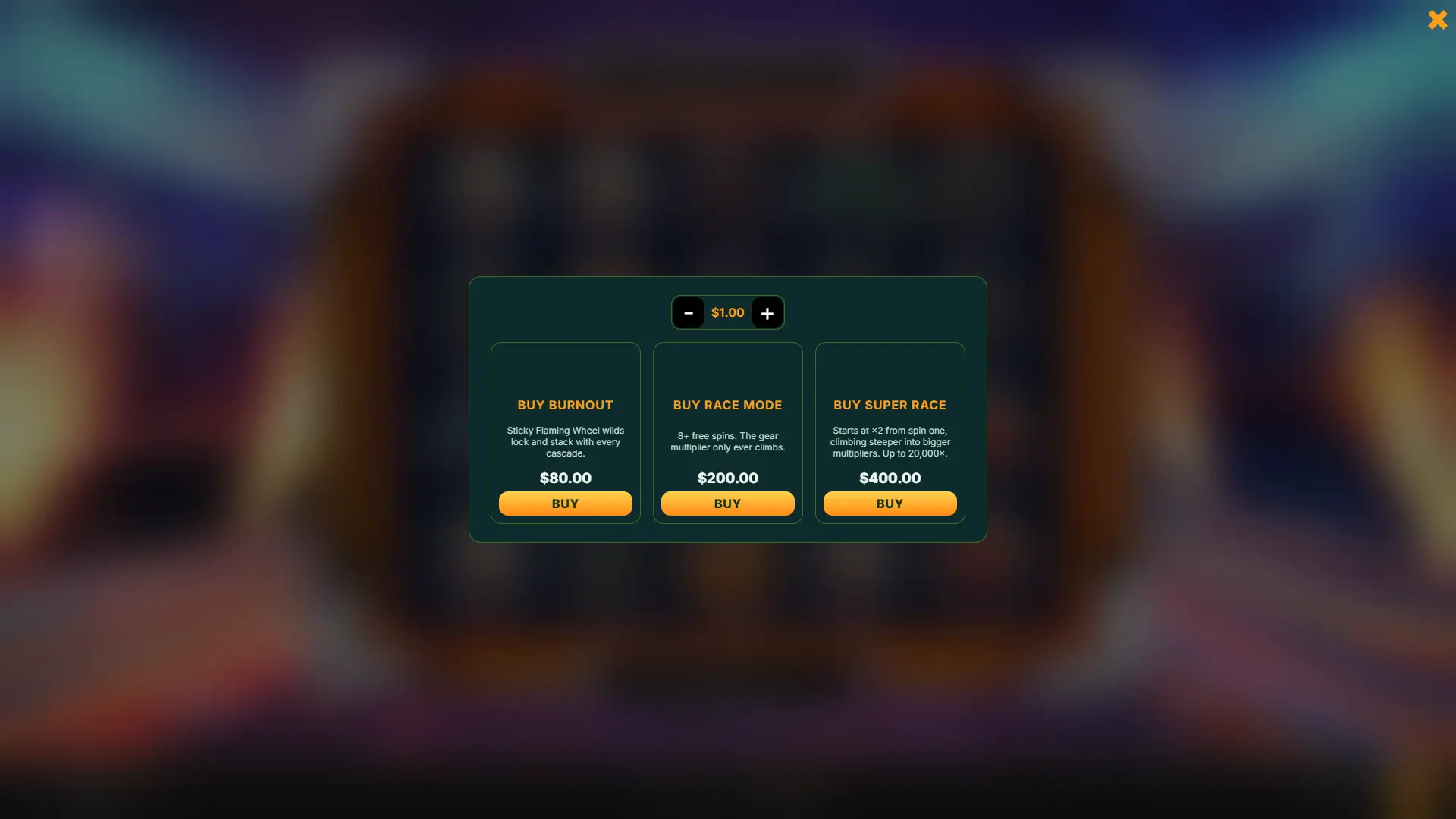 Full Throttle bonus buy menu