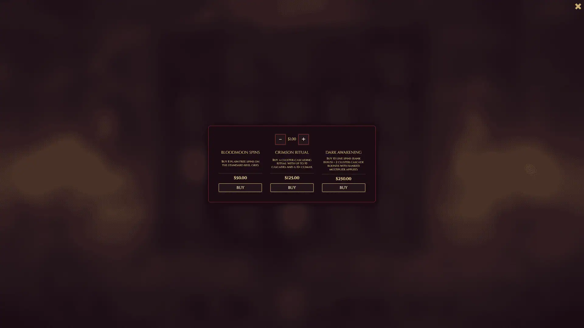 Nightfang bonus buy menu