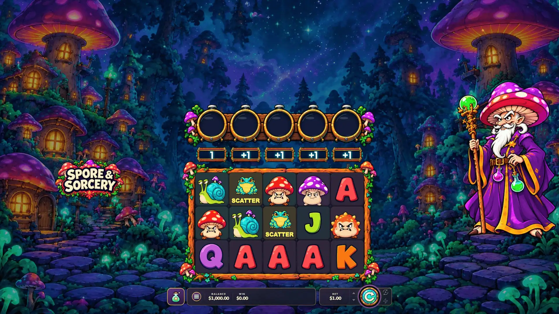 Spore Sorcery slot gameplay reels
