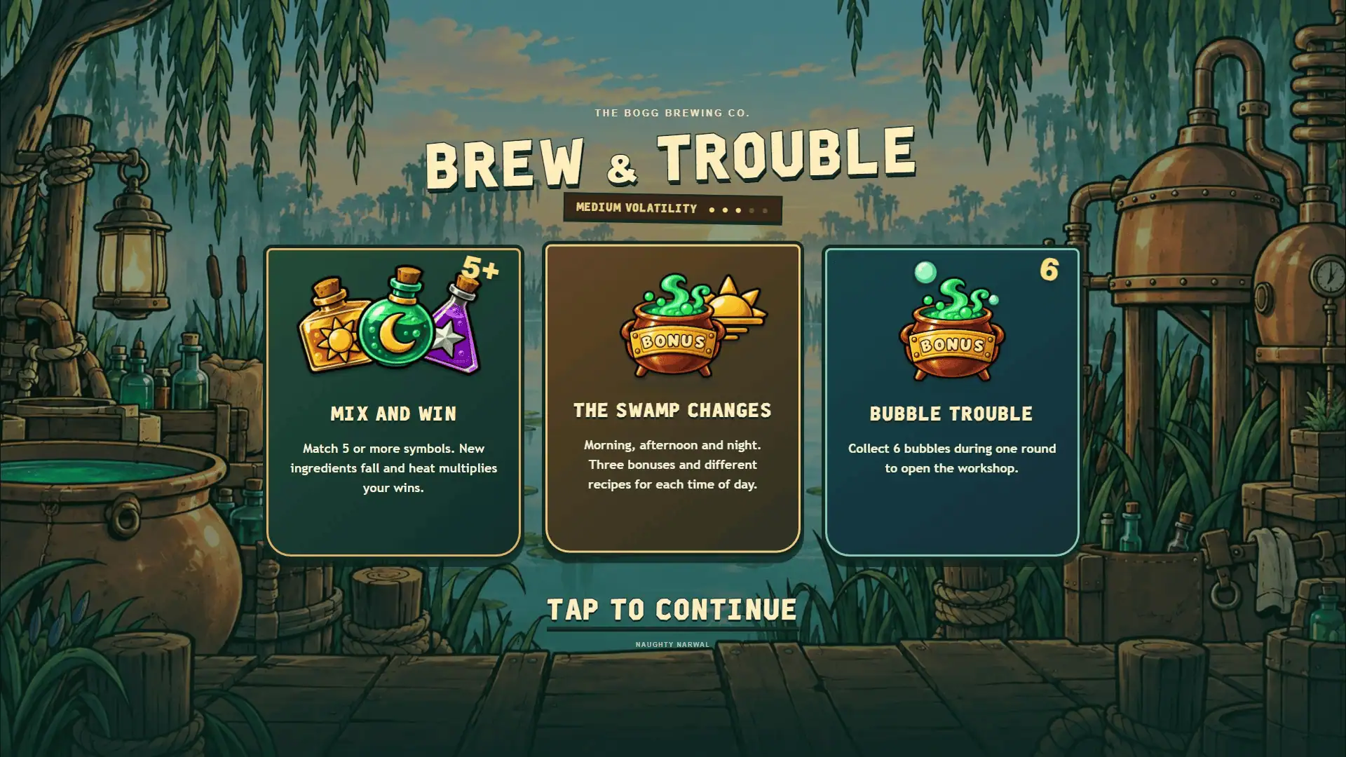 Brew and Troubles slot intro screen