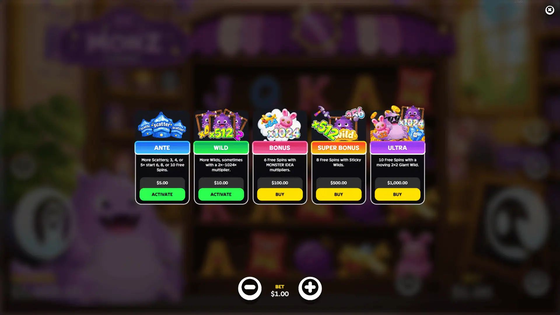 Monz Co bonus buy menu
