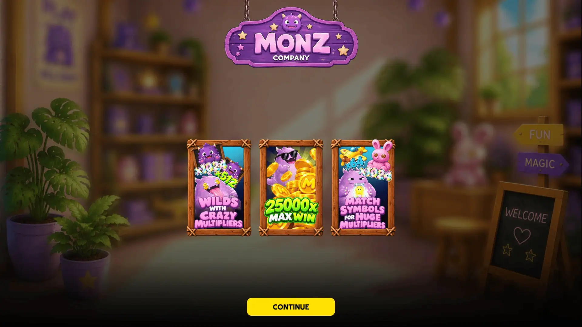 Monz Co slot intro screen
