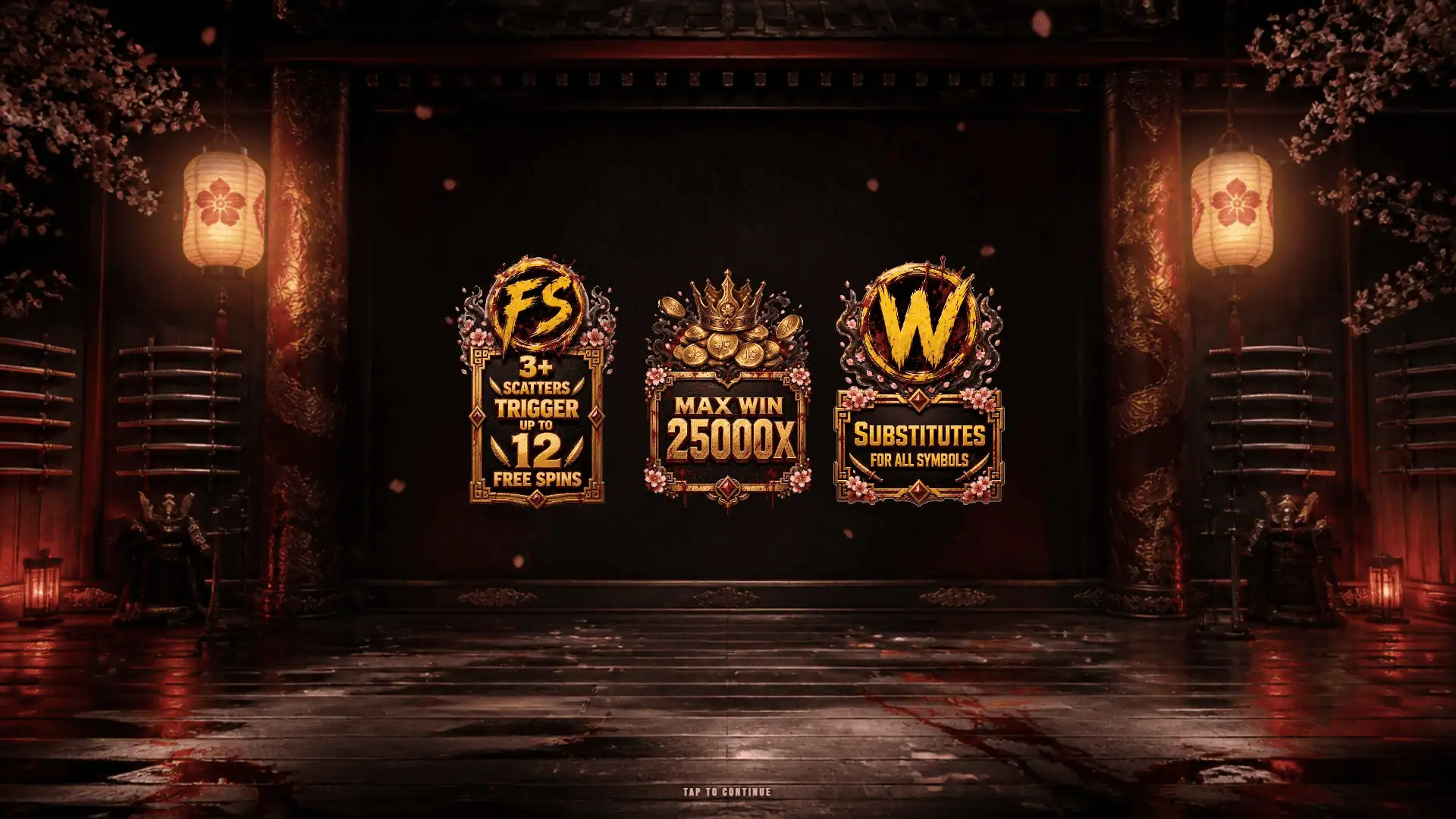 Widows Blade slot intro screen