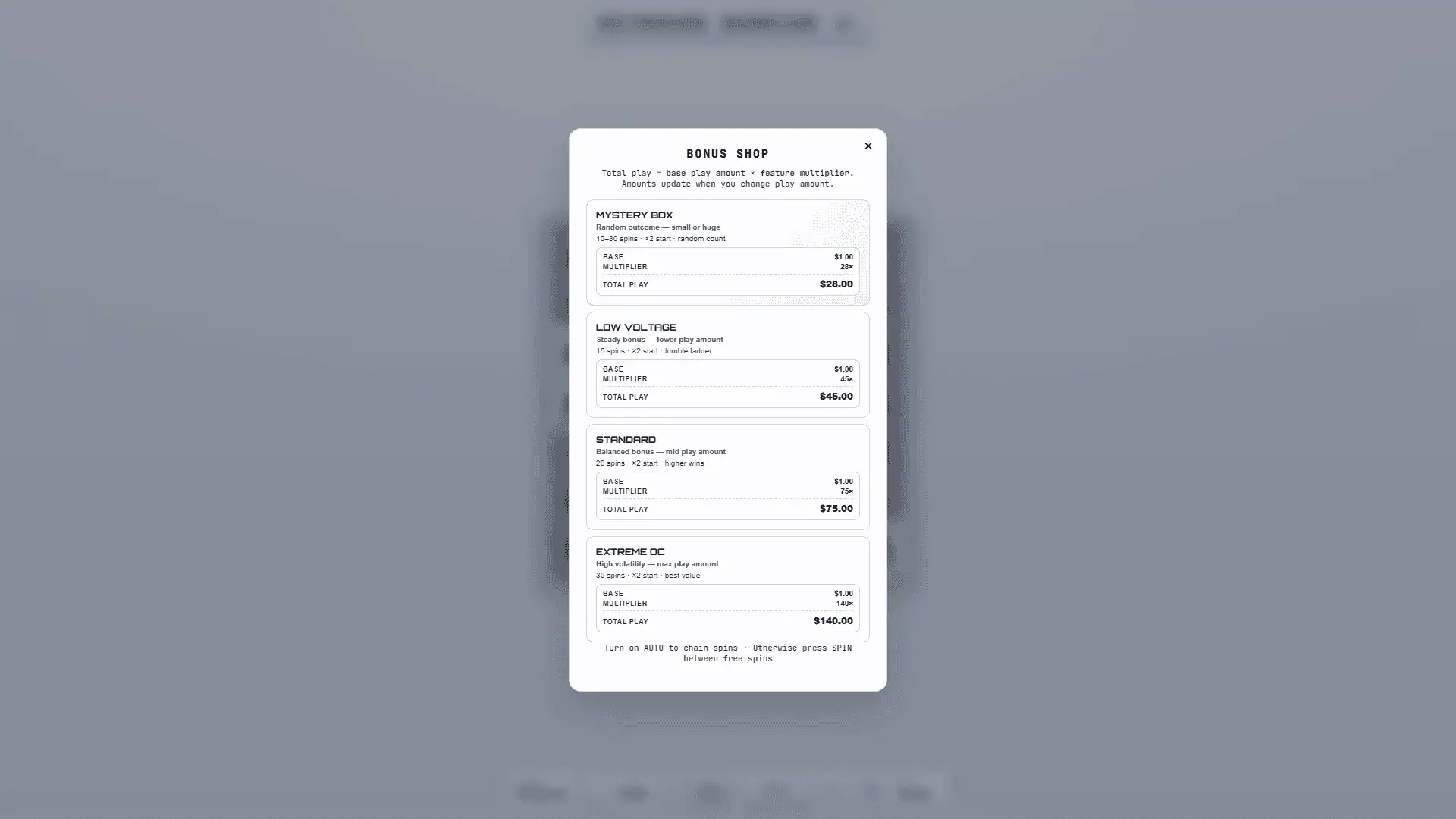 Keyboard Warrior bonus buy menu