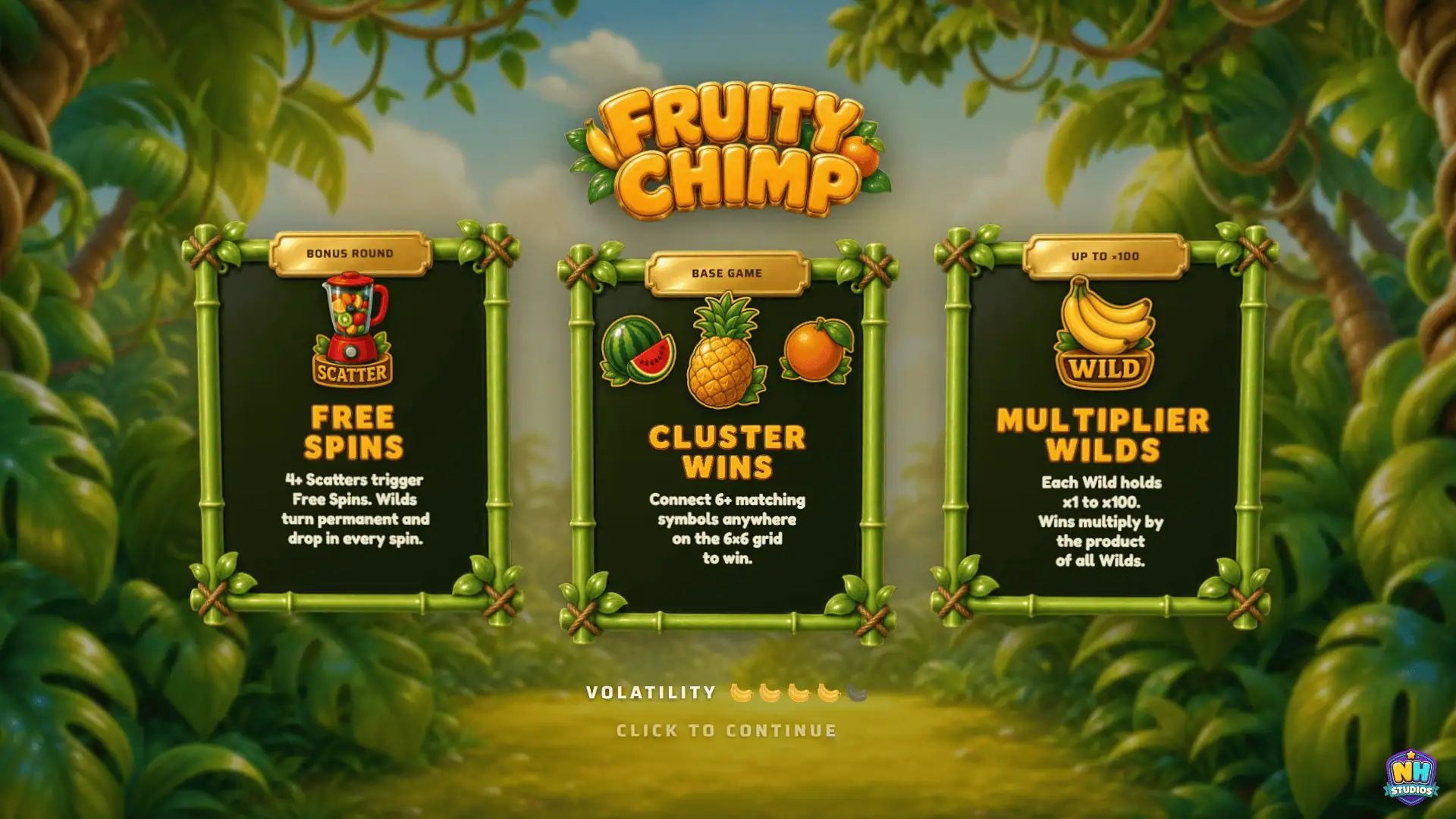 Fruity Chimp slot intro screen