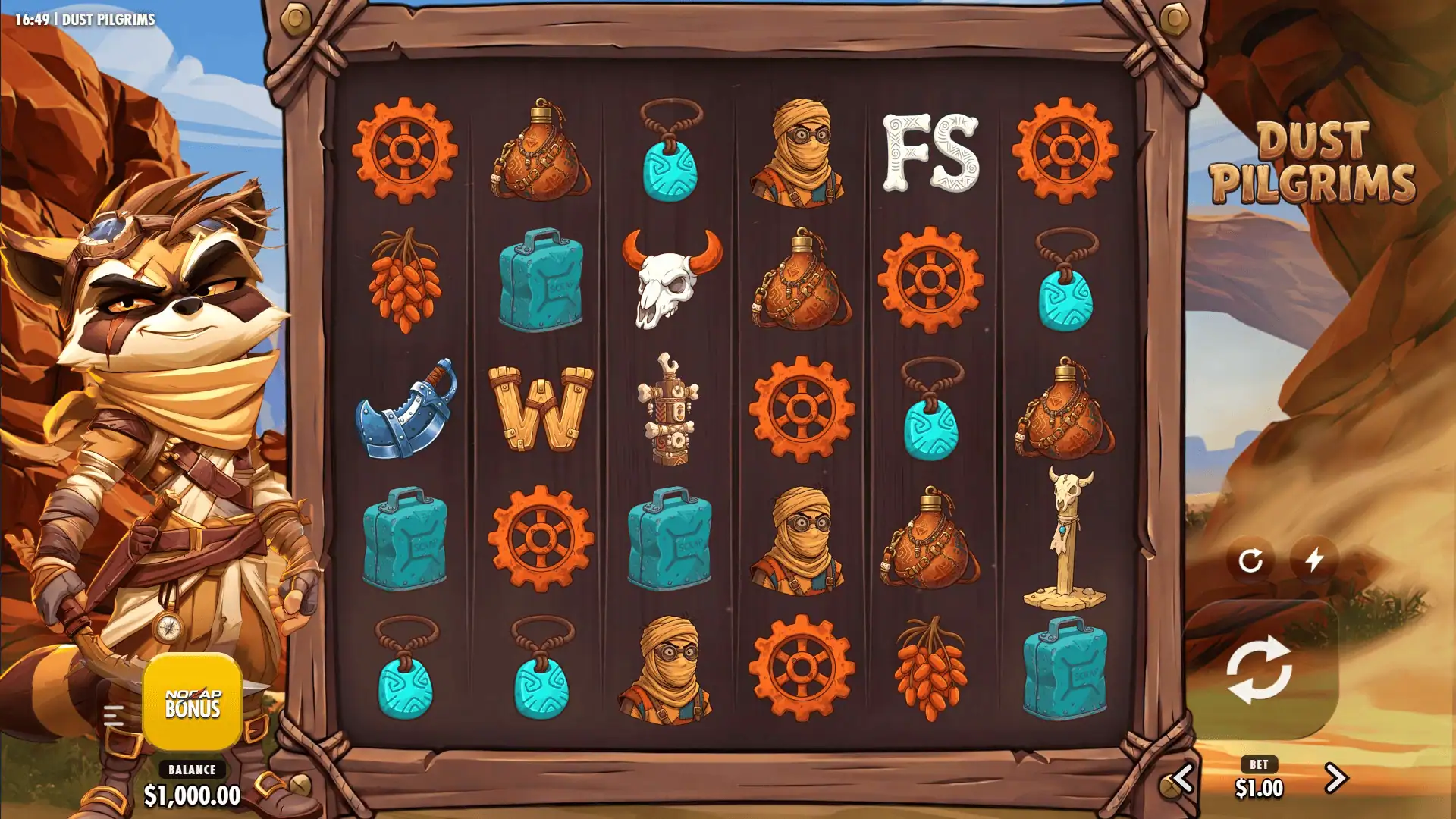 Dust Pilgrims slot gameplay reels