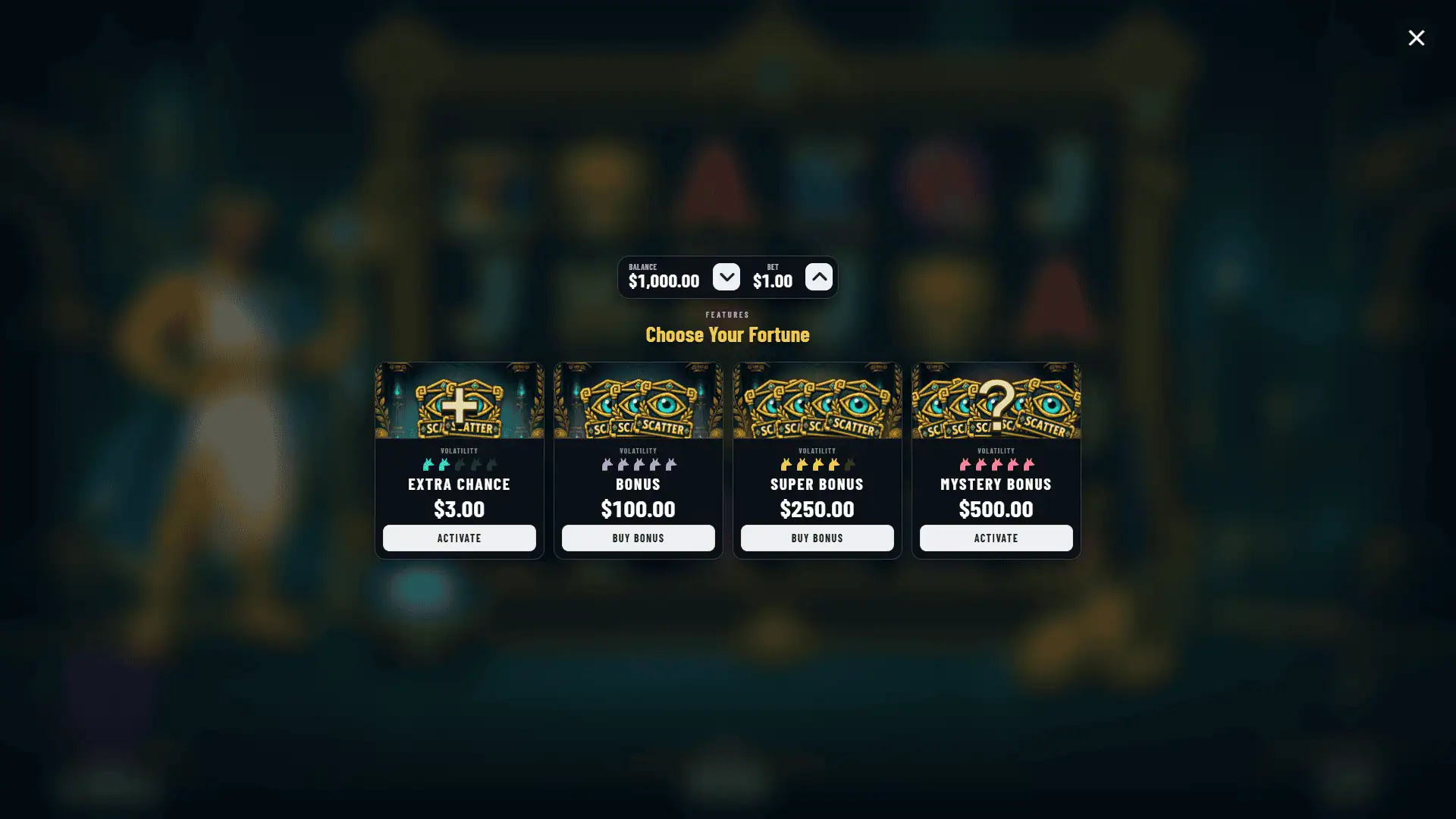 Plutus RIches bonus buy menu