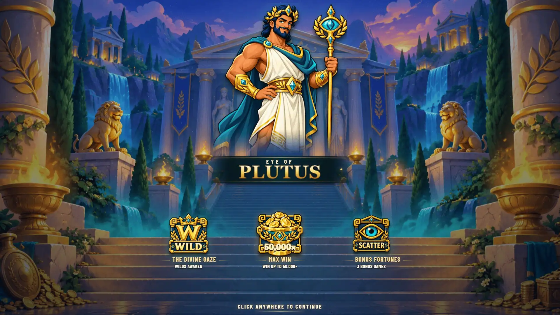 Plutus RIches slot intro screen