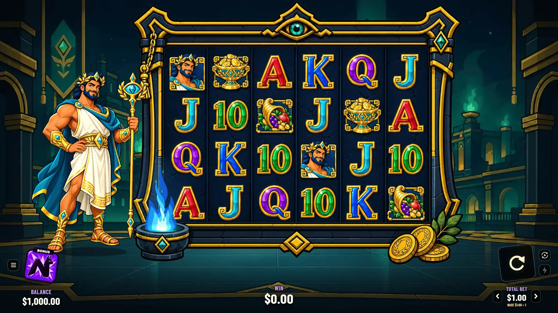 Plutus RIches slot gameplay reels