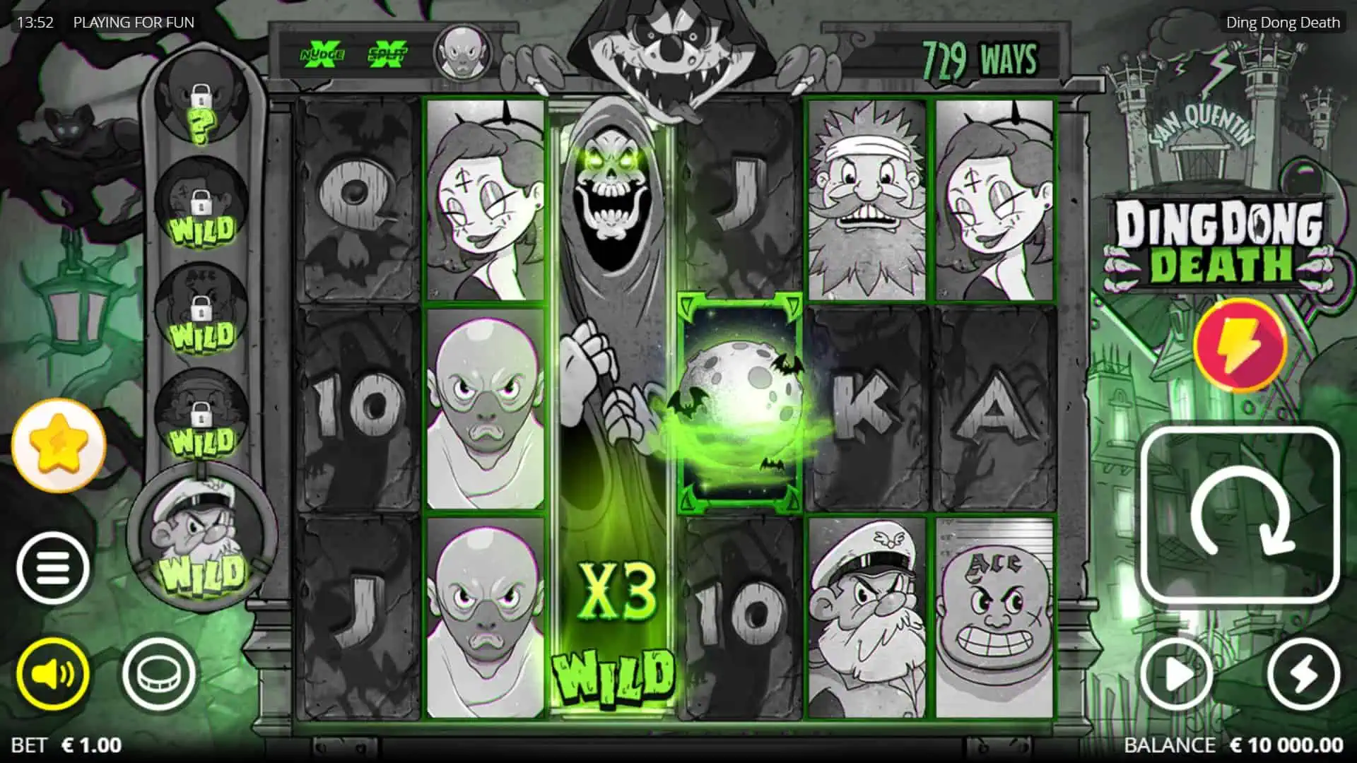 Ding Dong Death slot gameplay reels