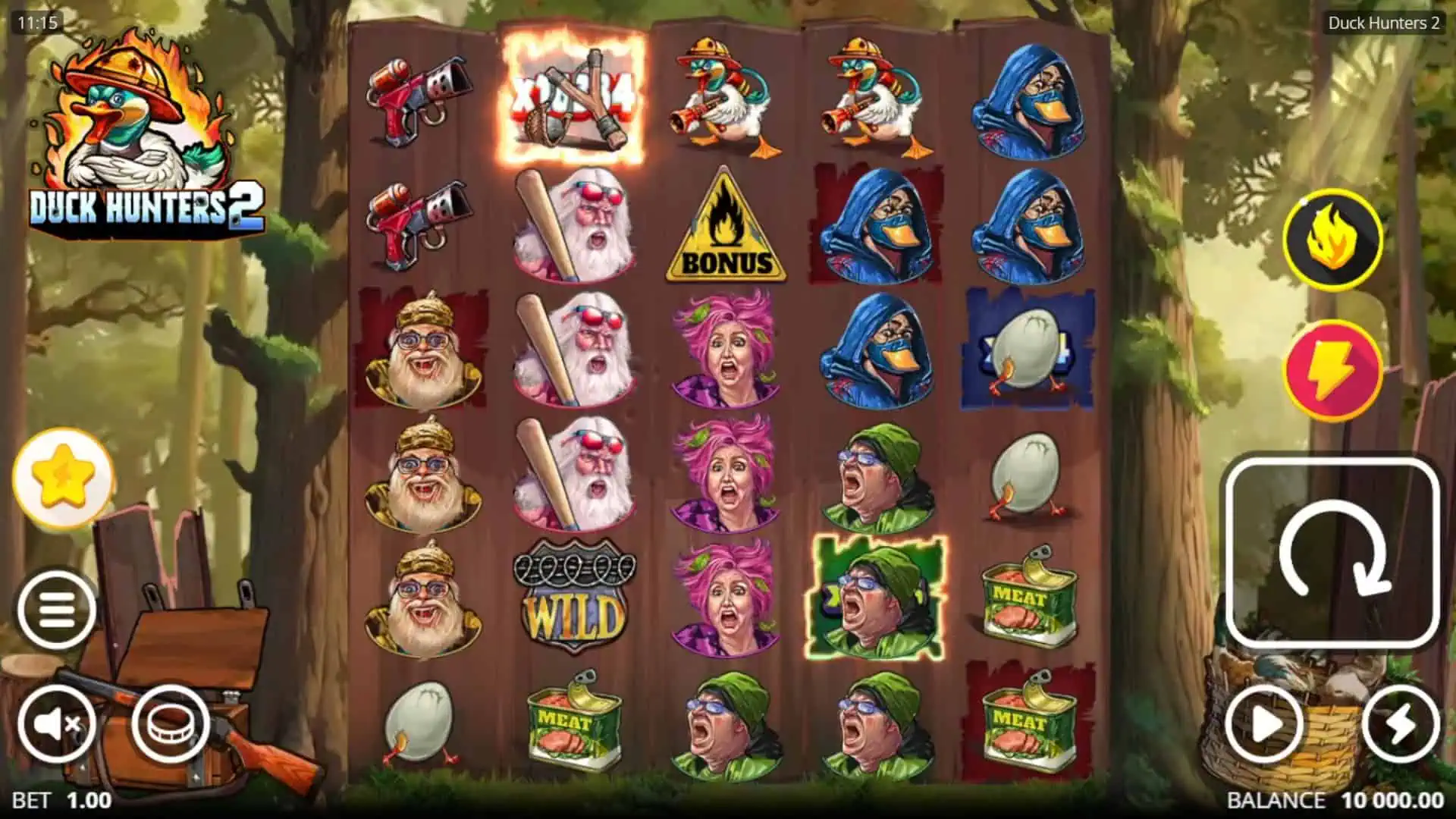 Duck Hunters 2 slot gameplay reels