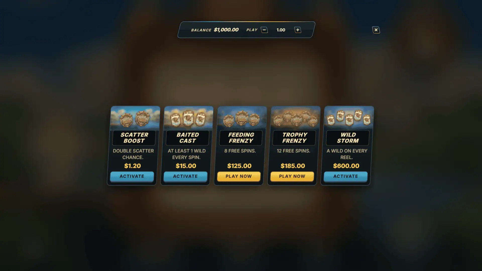 Fisher Capy bonus buy menu